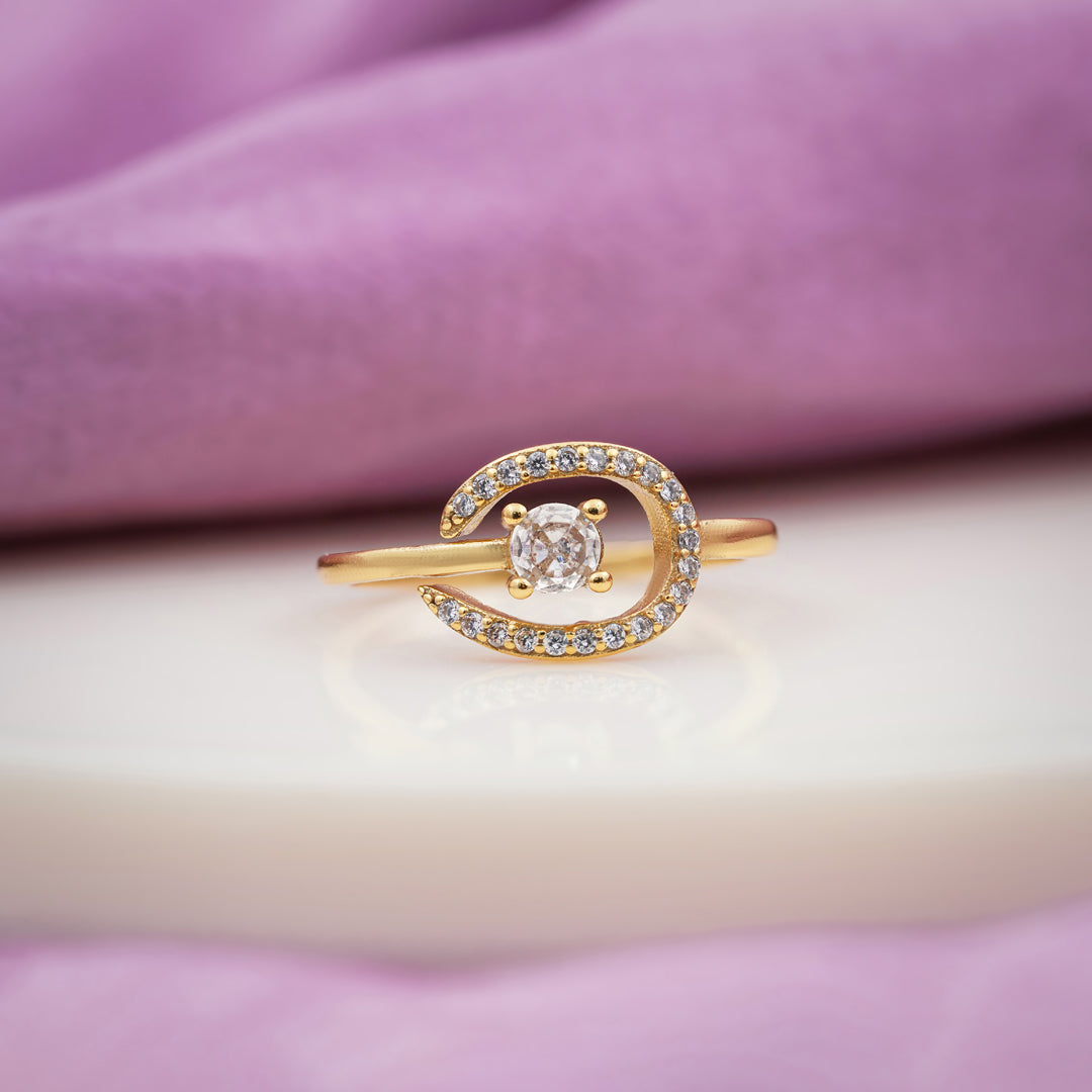 Golden Swirl Solitaire Ring GWR -89