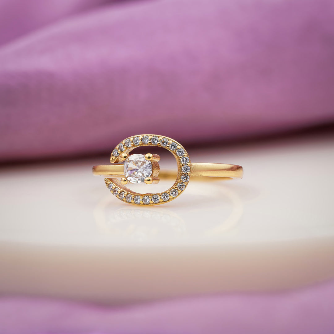 Golden Swirl Solitaire Ring GWR -89