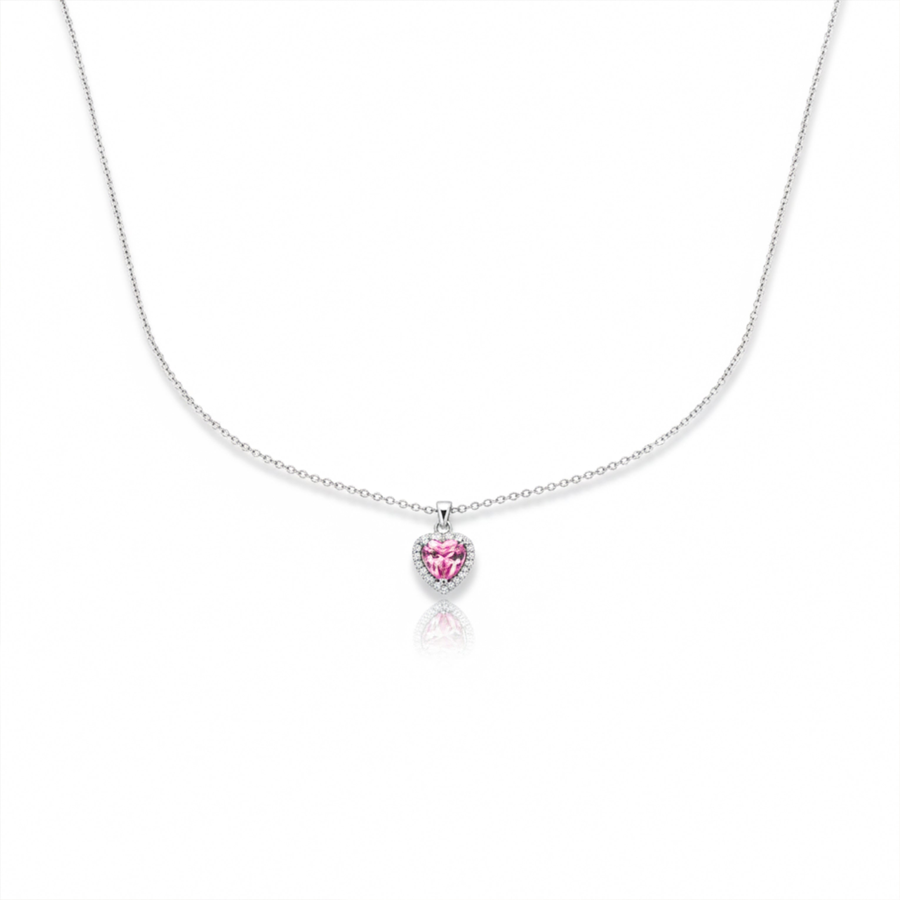 Pink Heart Halo Pendant Necklace GWN -93