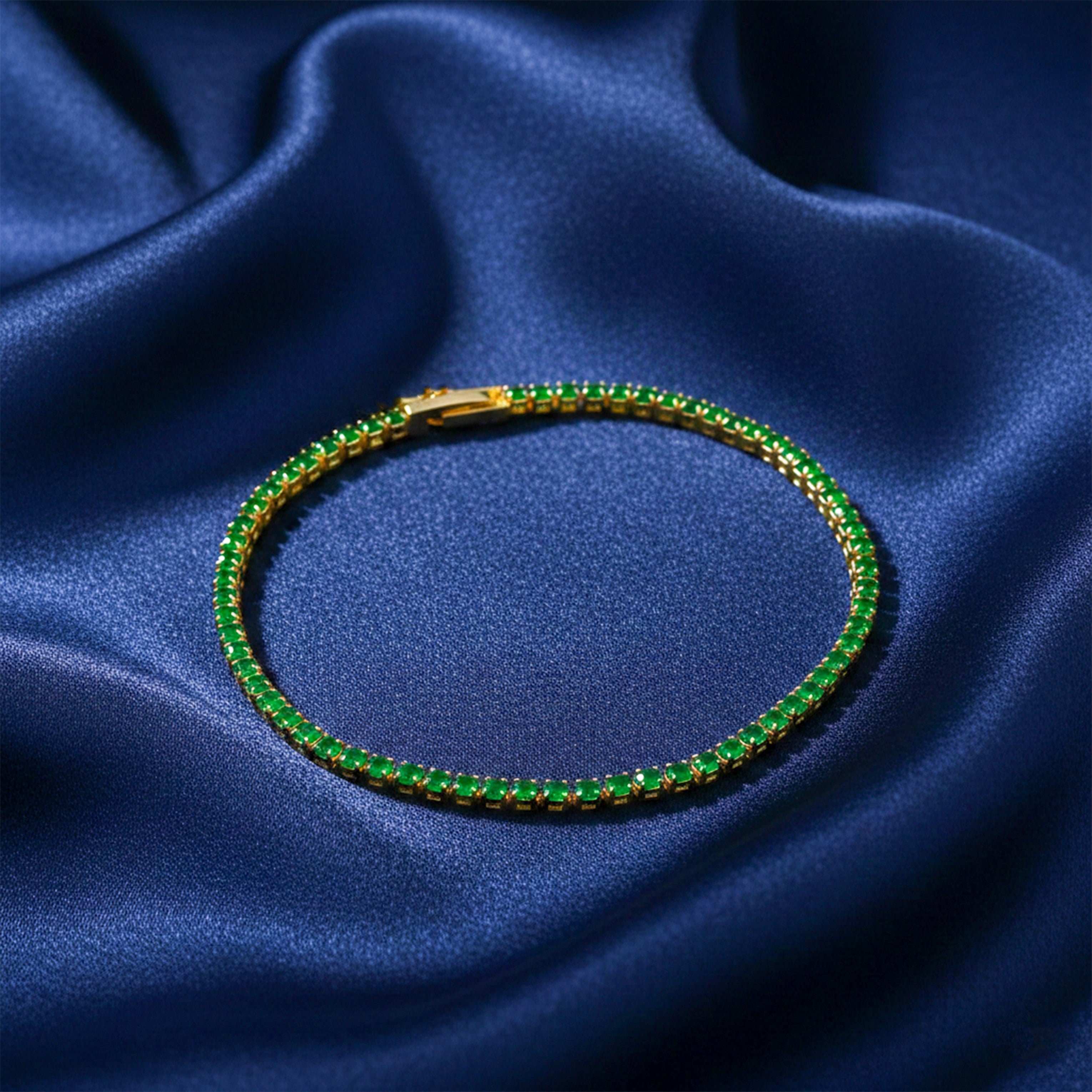 Gold Emerald Tennis Bracelet GWB -68