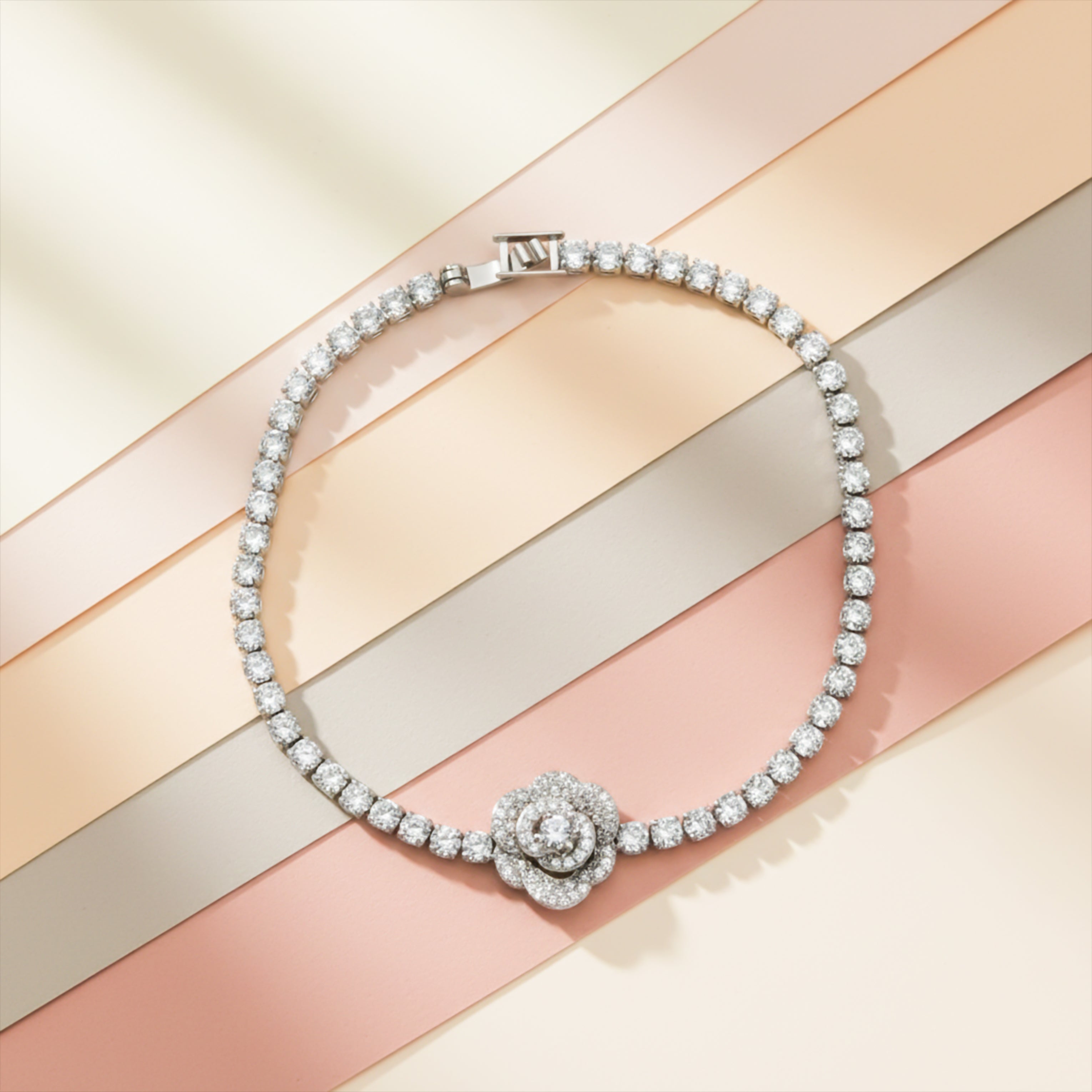 Classic Floral Diamond Tennis Bracelet GWB -64