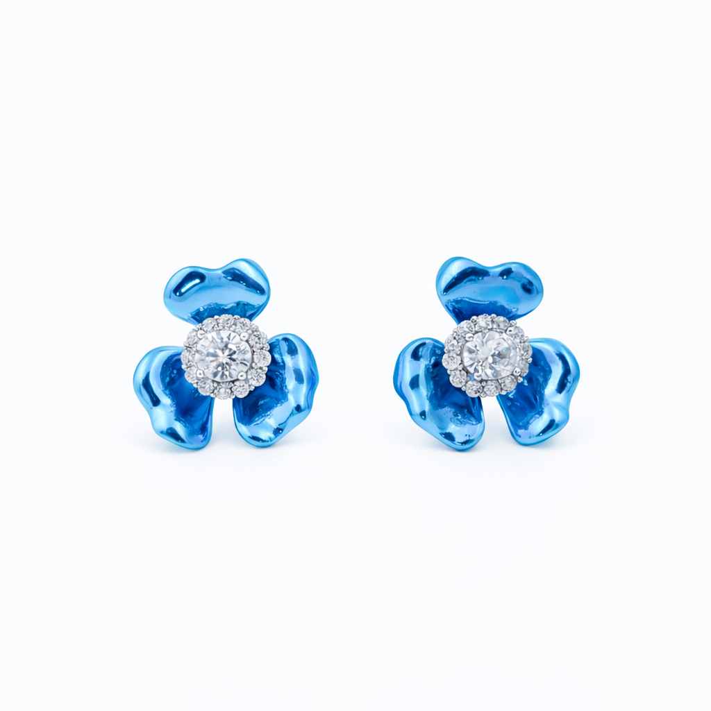 Blue Blossom Crystal Studs GWE -108
