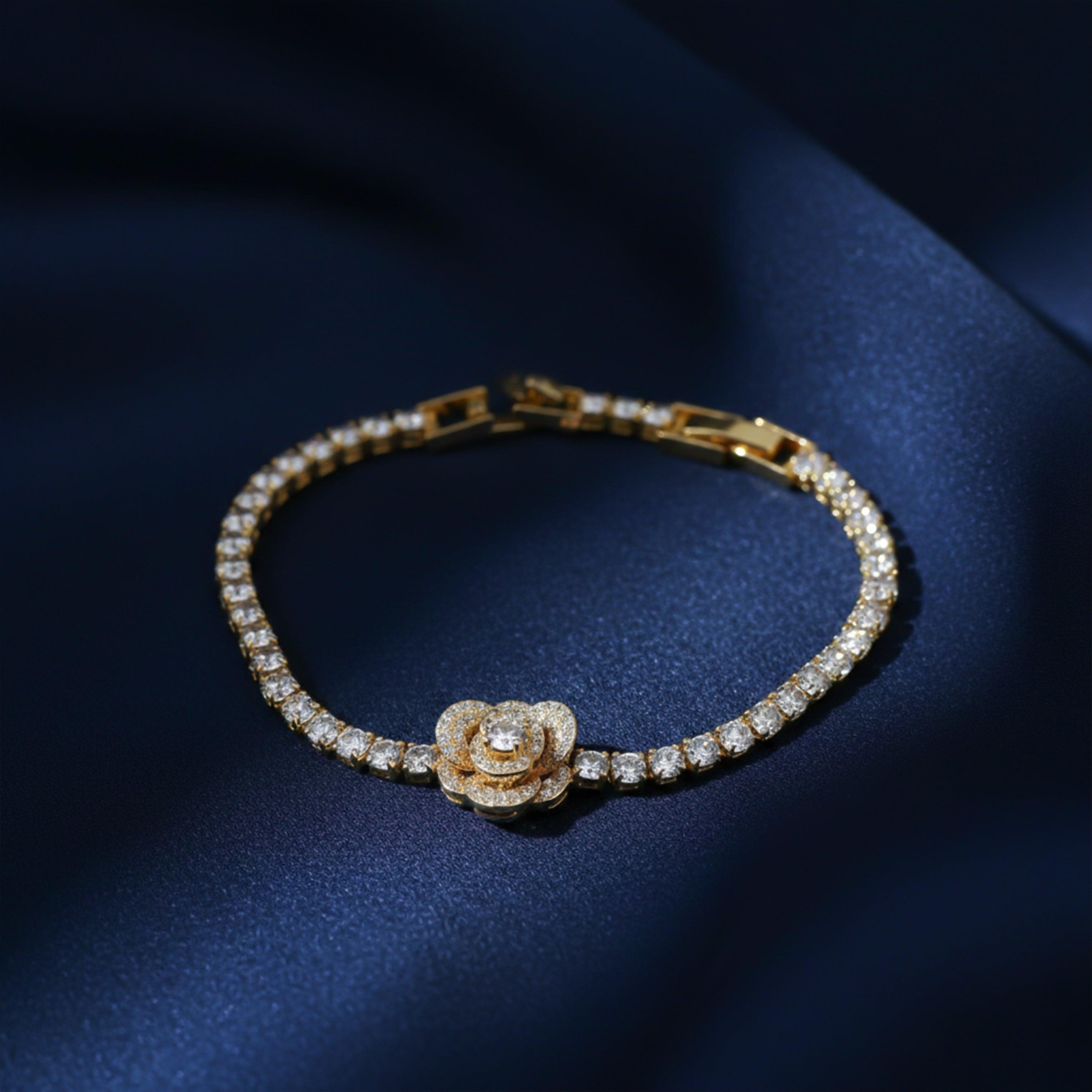 Gold Floral Tennis Bracelet GWB -79