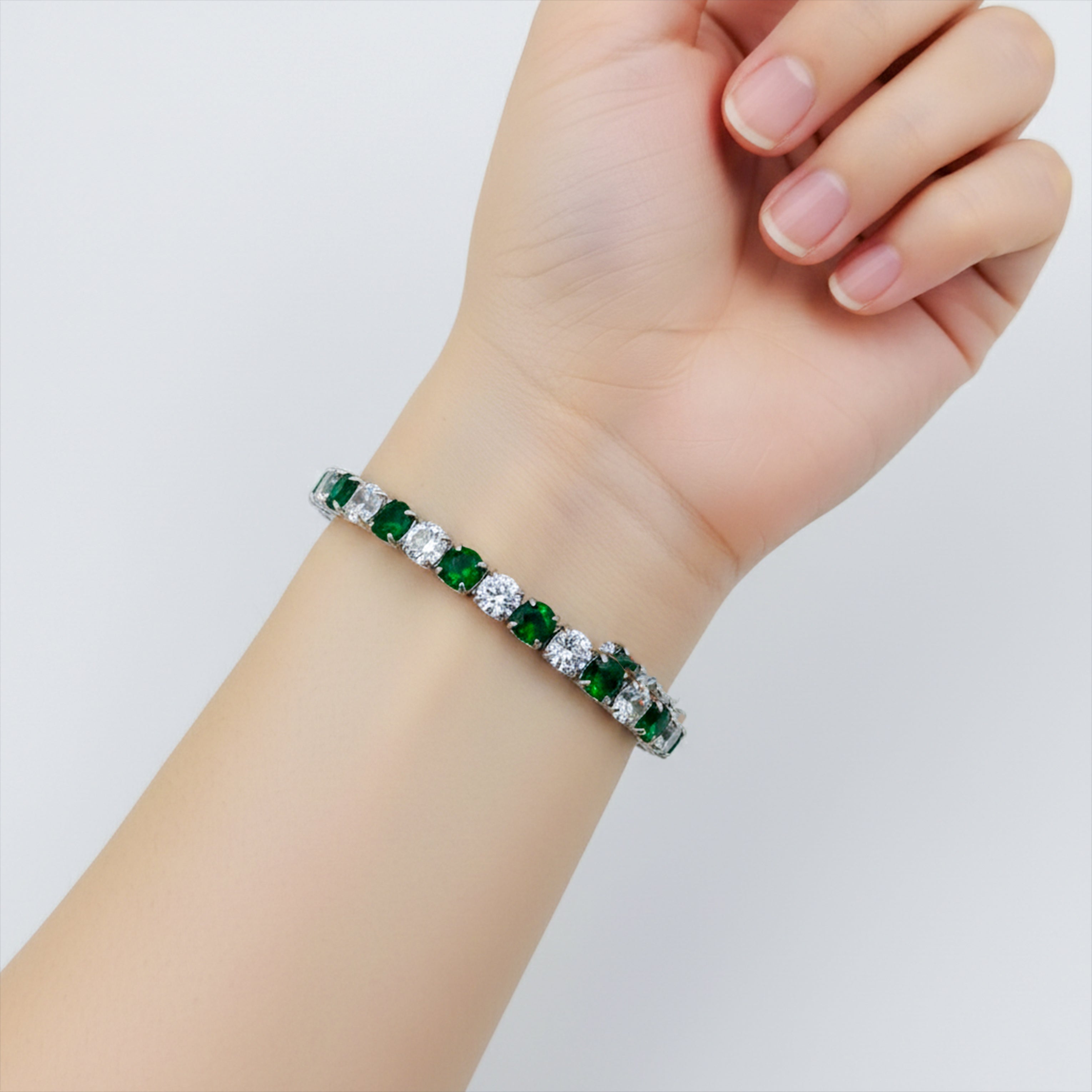 Emerald & Diamond Tennis Bracelet GWB -59