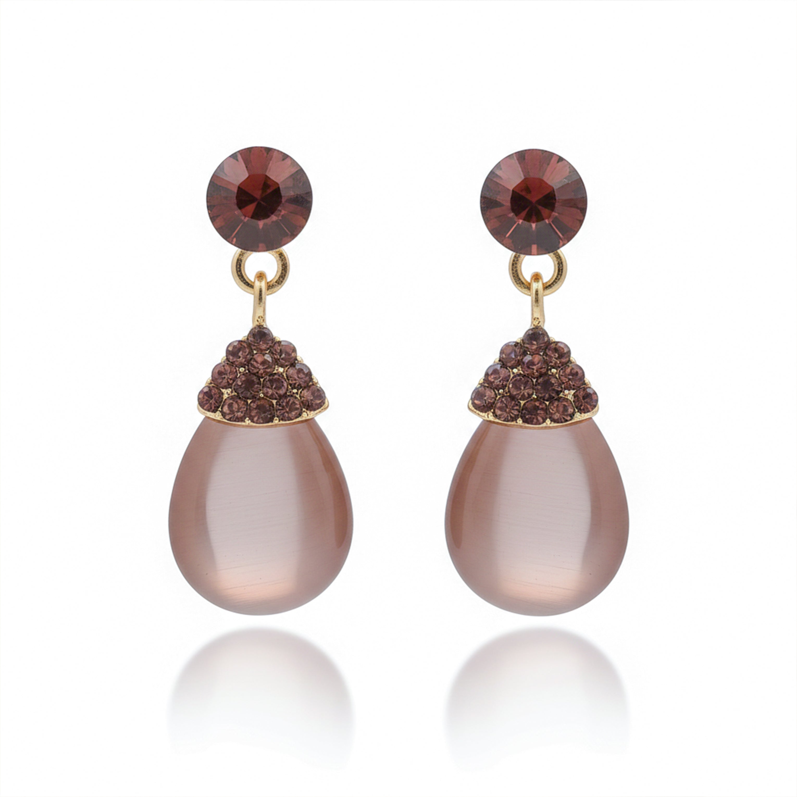 Smoky Teardrop Crystal Earrings GWE -214