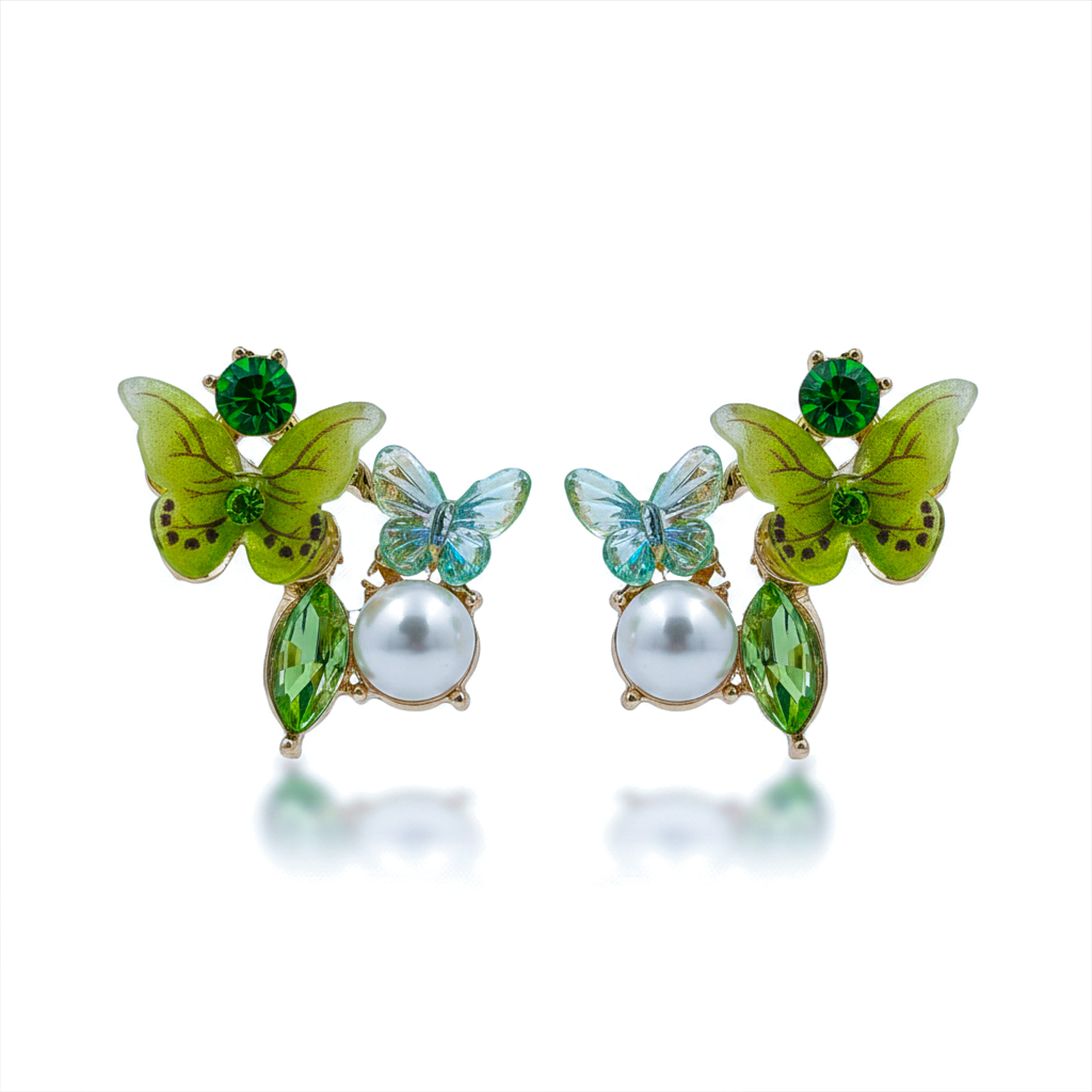 Green Butterfly Earrings -212