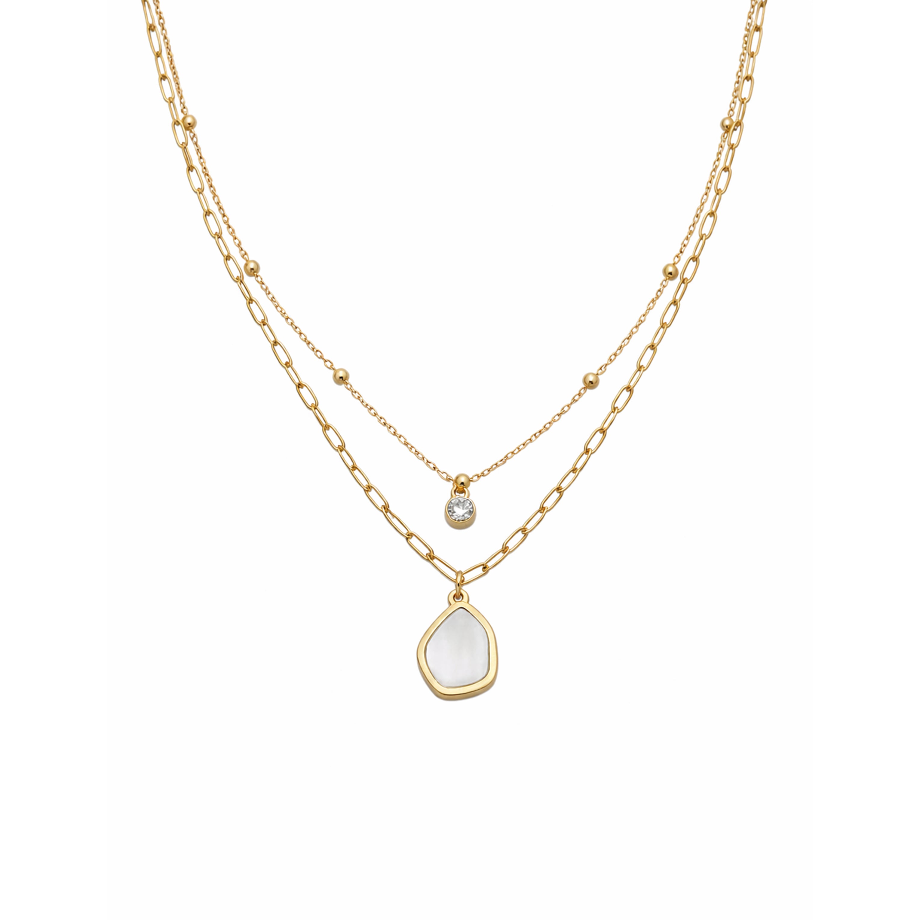 Gold Layered Paperclip Chain Women Necklace GWN -131