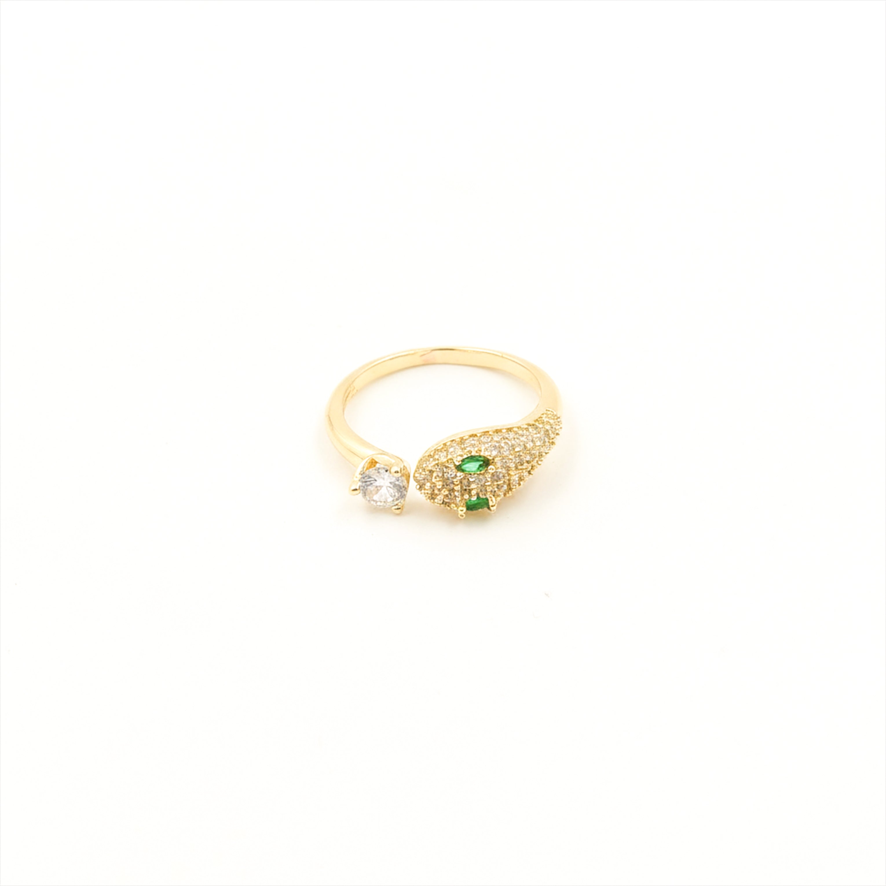 Golden Emerald Snake Open Ring GWR -79