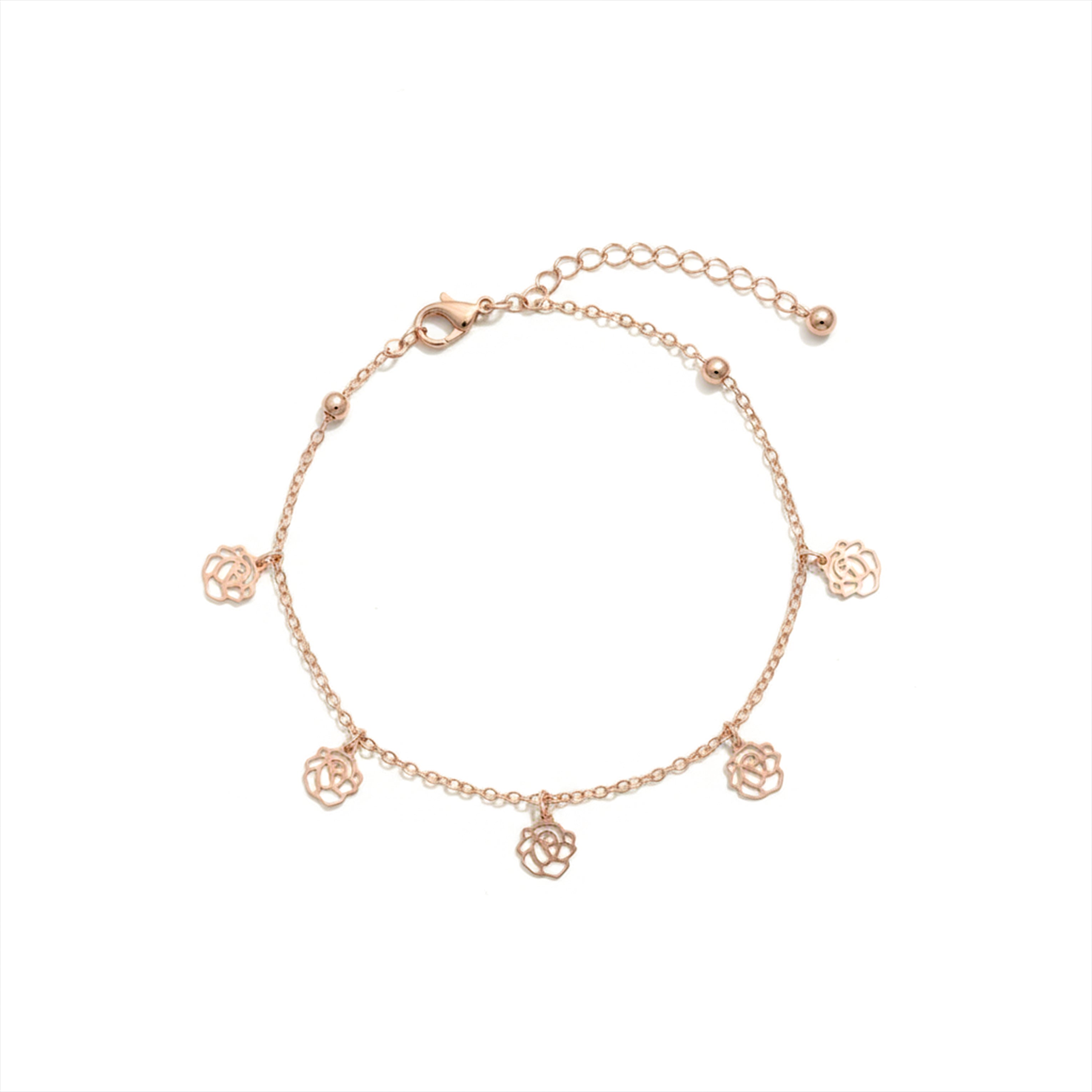 Gold Floral Charm Anklet GWA -58