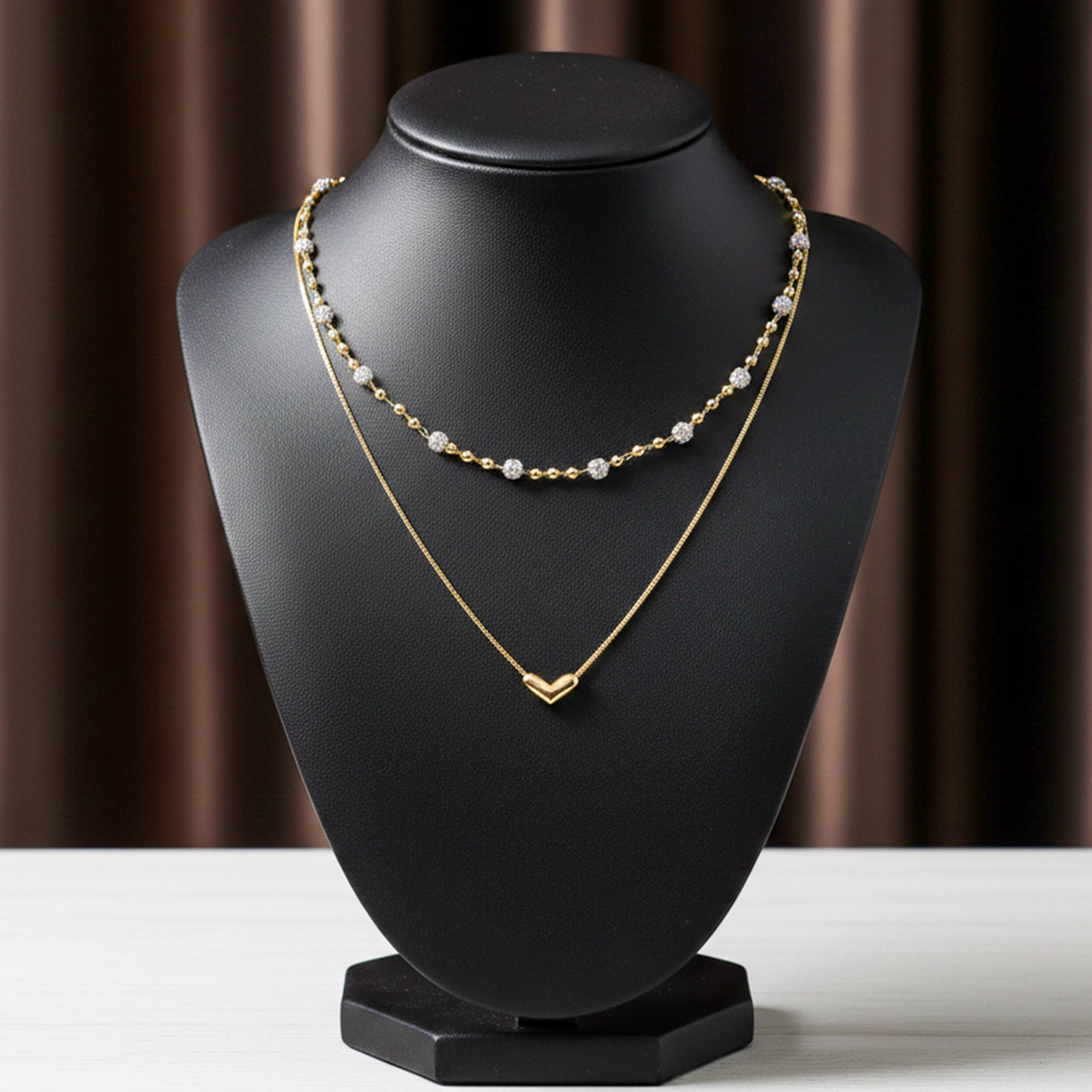 Layered Heart & Spark Beaded Necklace GWN -63