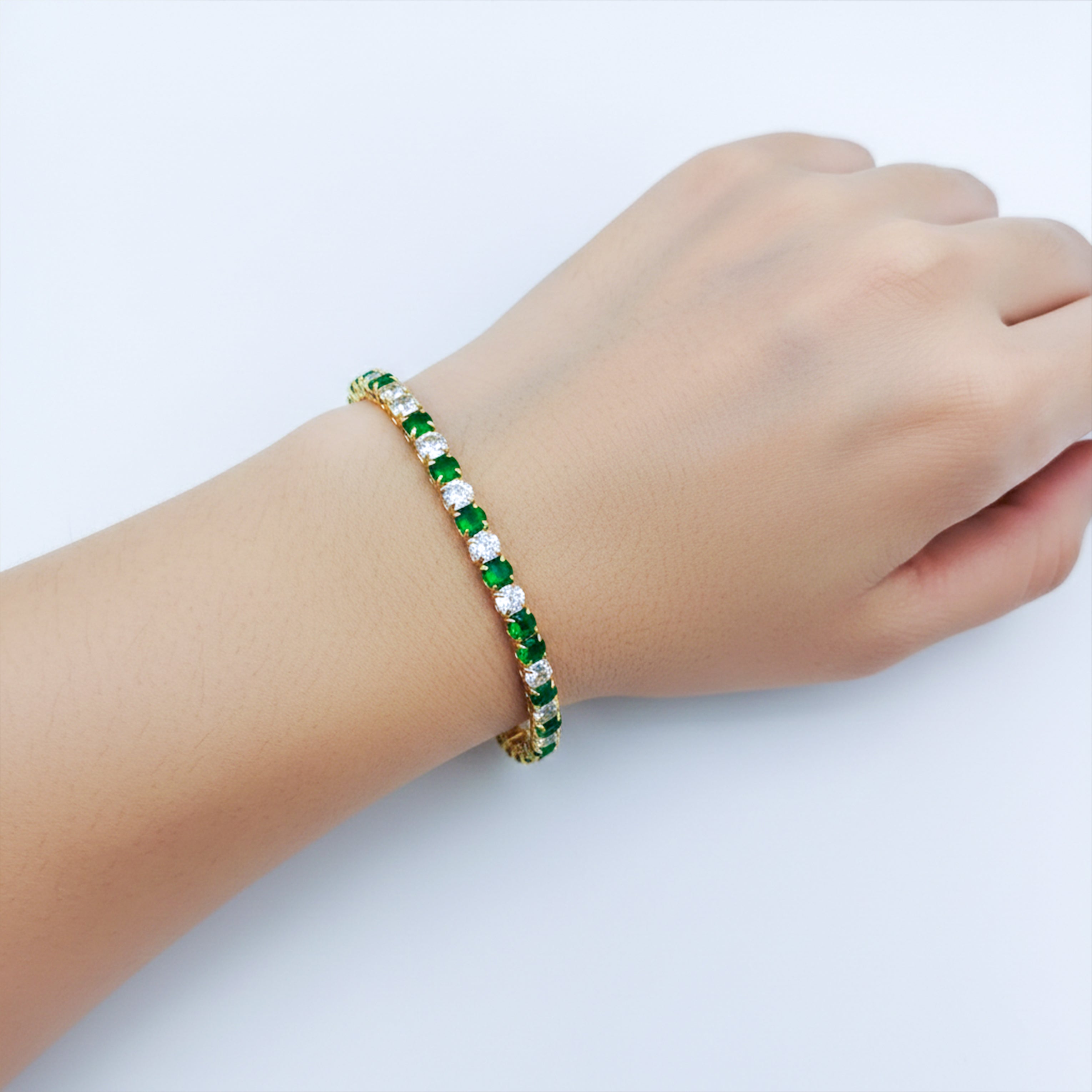 Emerald & Diamond Tennis Bracelet GWB -62
