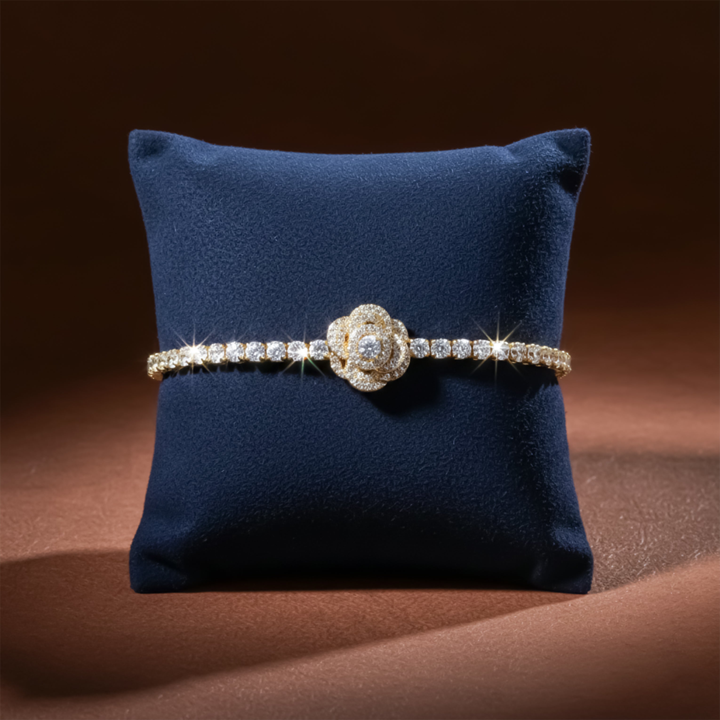 Gold Floral Tennis Bracelet GWB -79