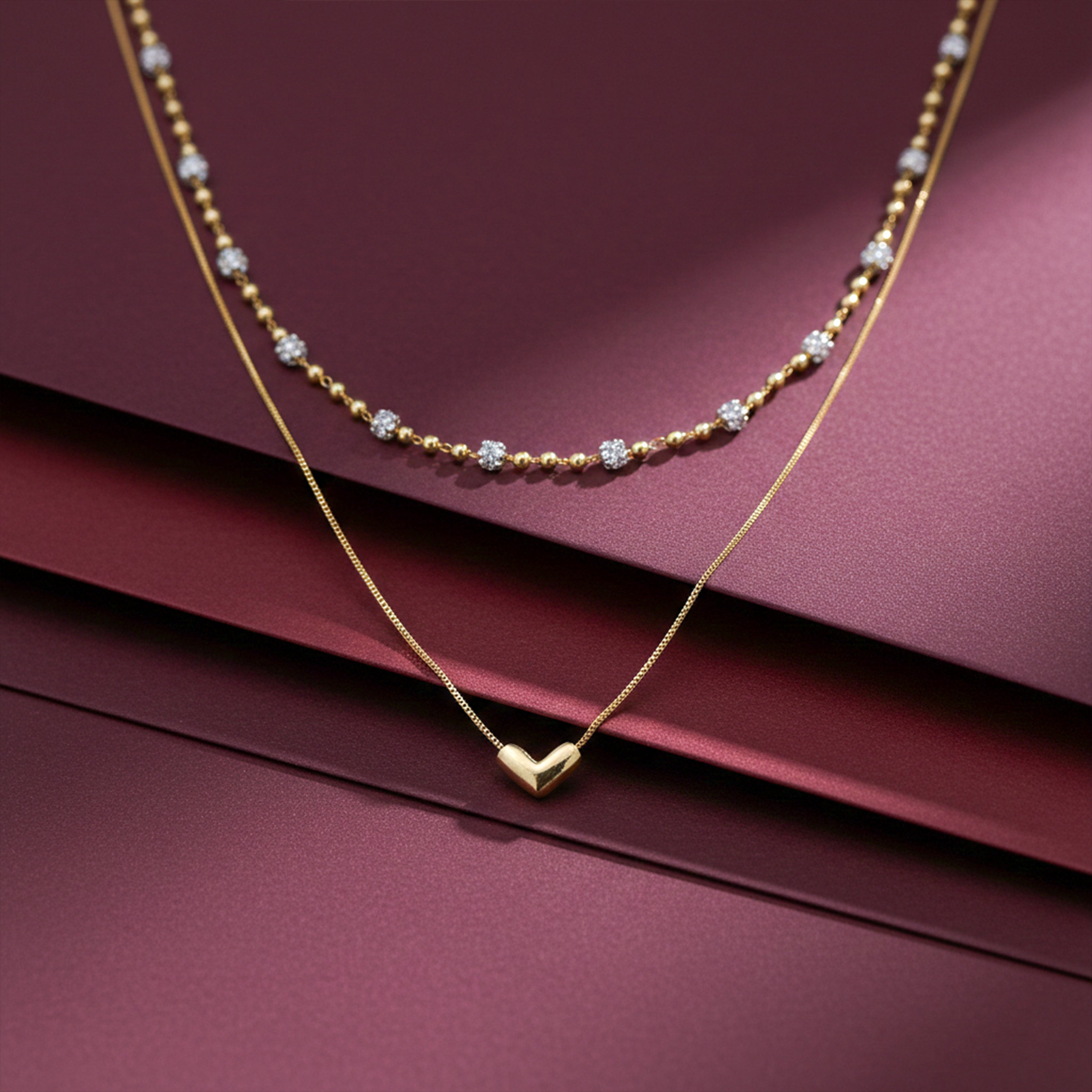 Layered Heart & Spark Beaded Necklace GWN -63
