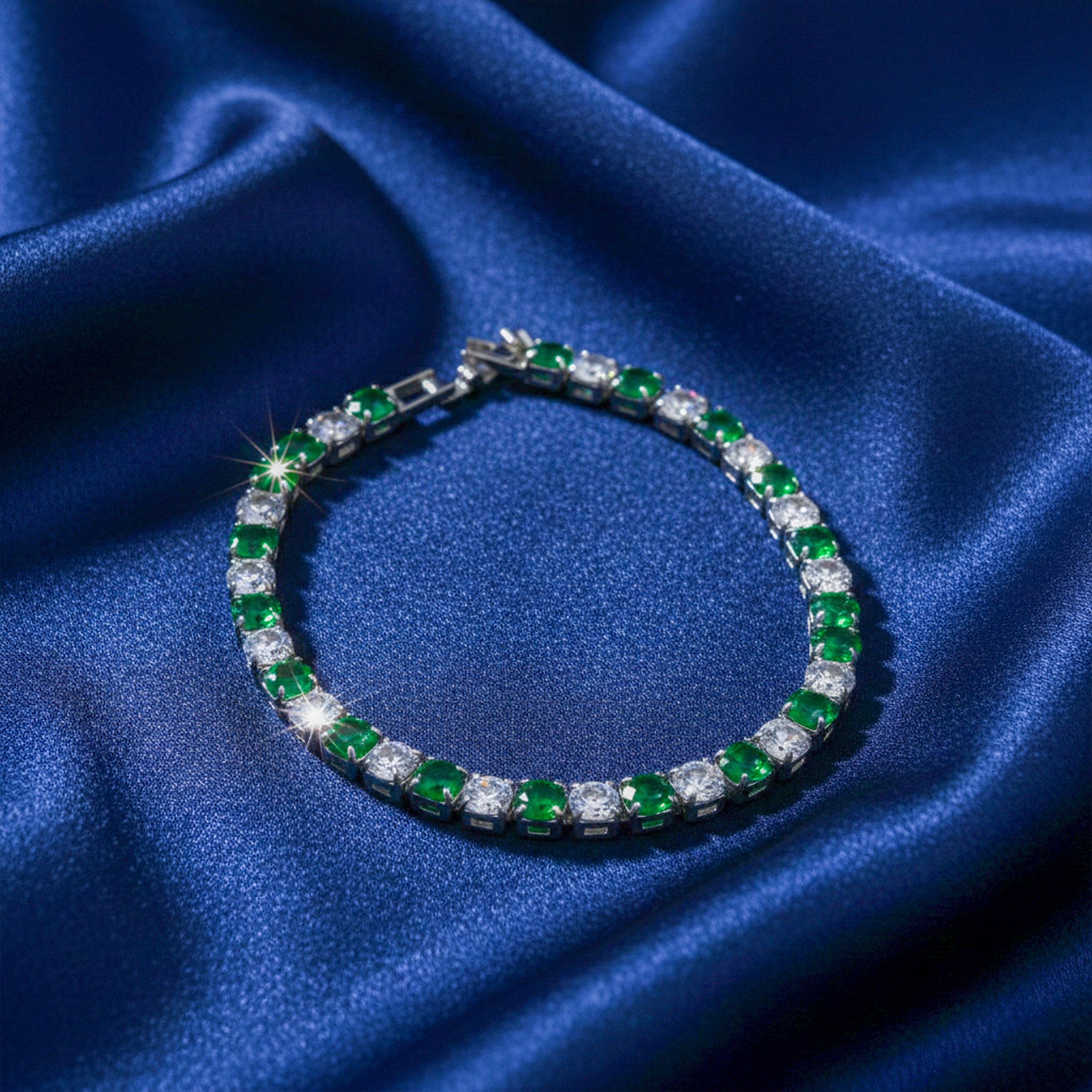 Emerald & Diamond Tennis Bracelet GWB -59