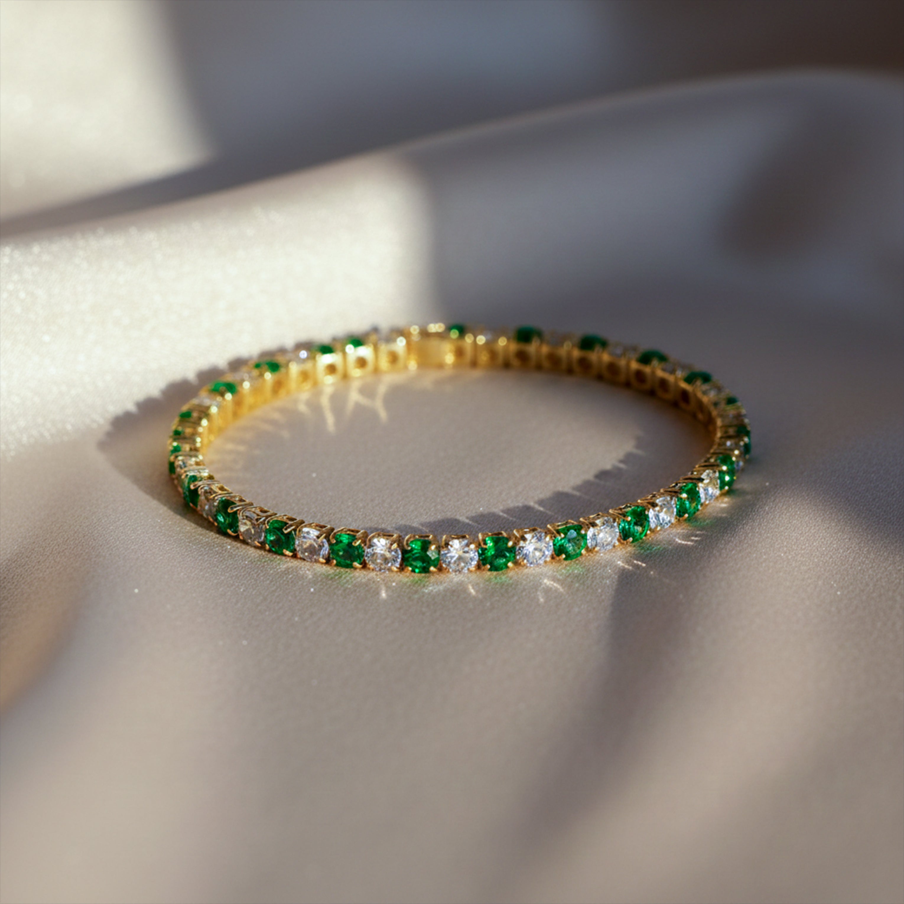Emerald & Diamond Tennis Bracelet GWB -62