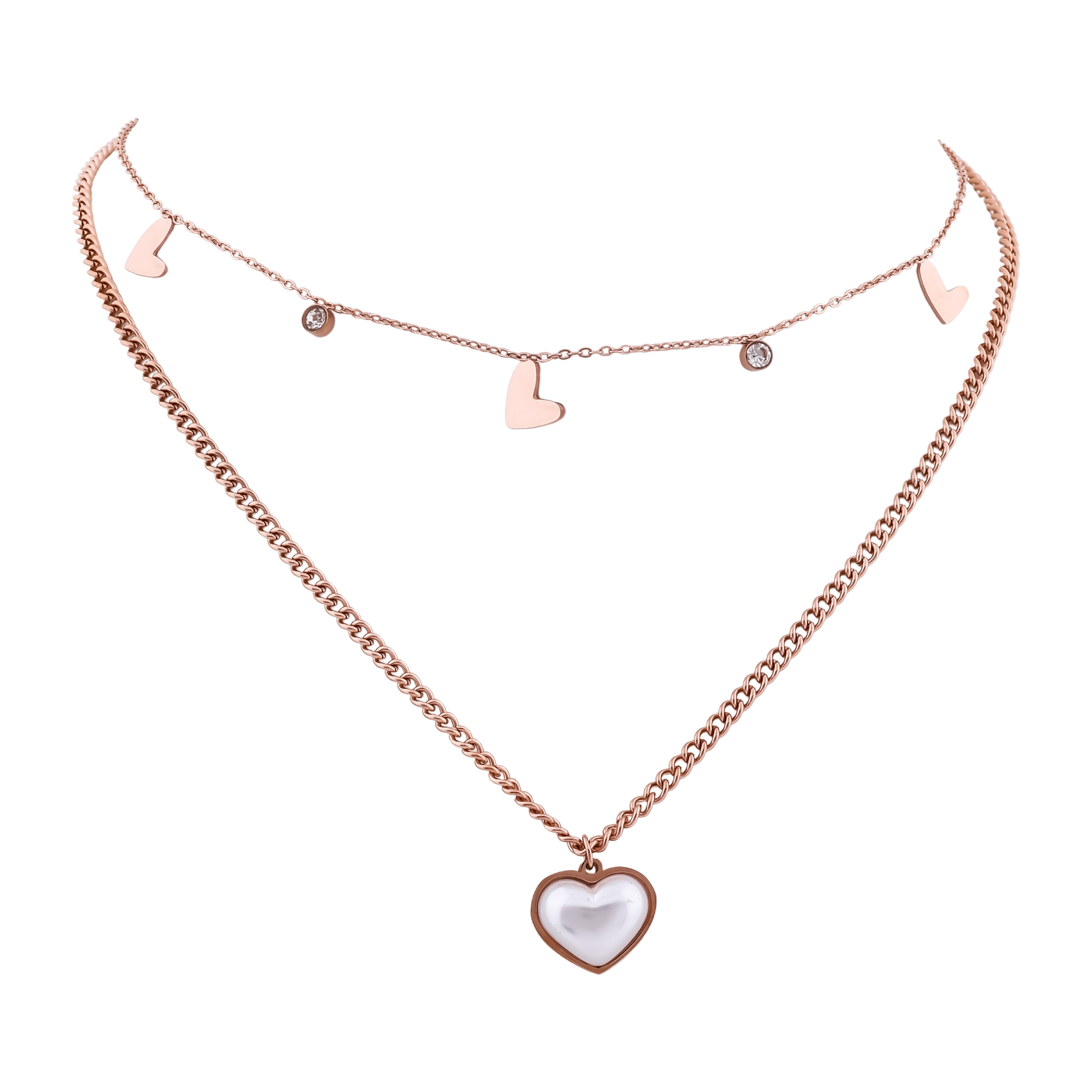 Pearl Heart 2 Layer Women Neckless Chain GWN -17