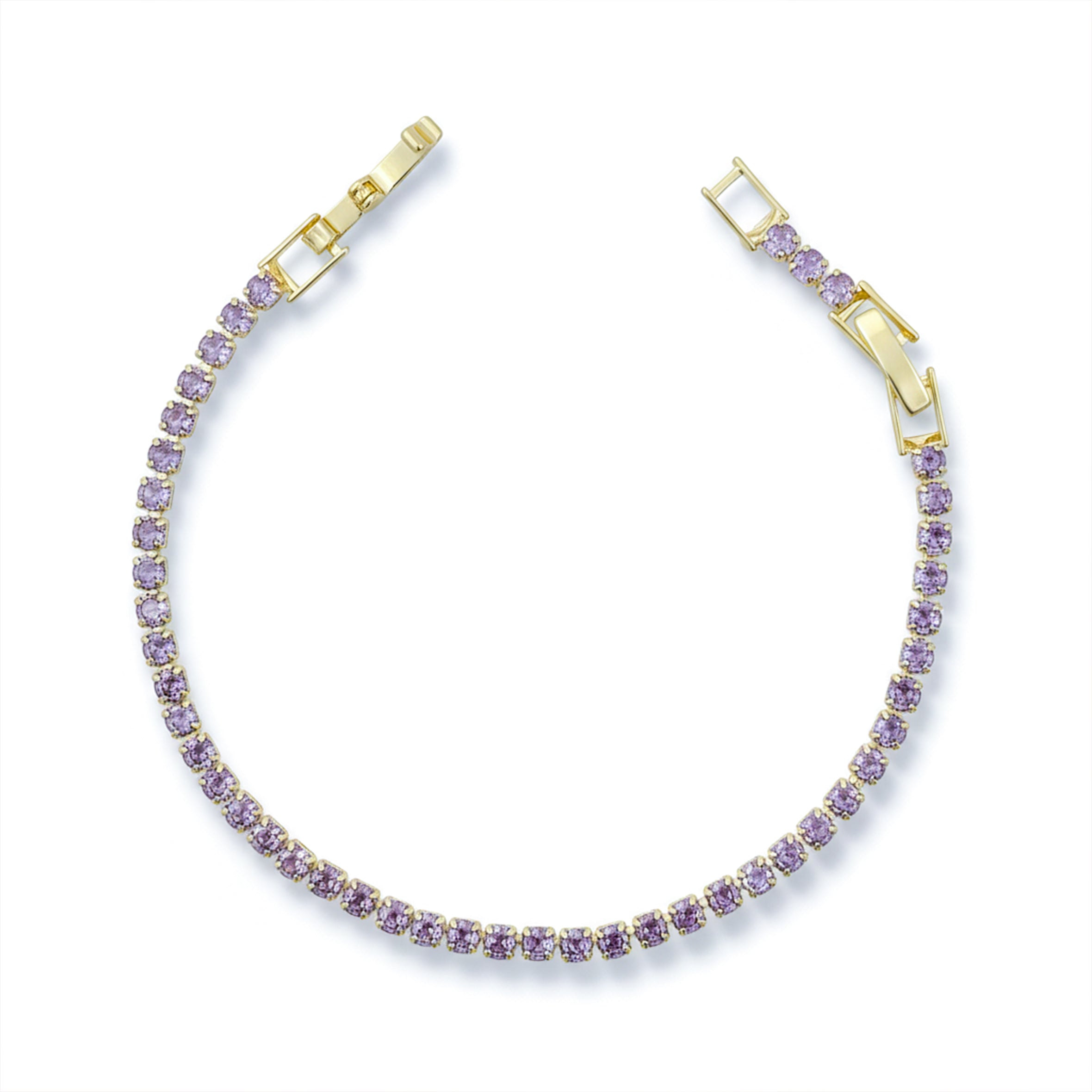 Golden Lavender Crystal Tennis Bracelet GWB -55