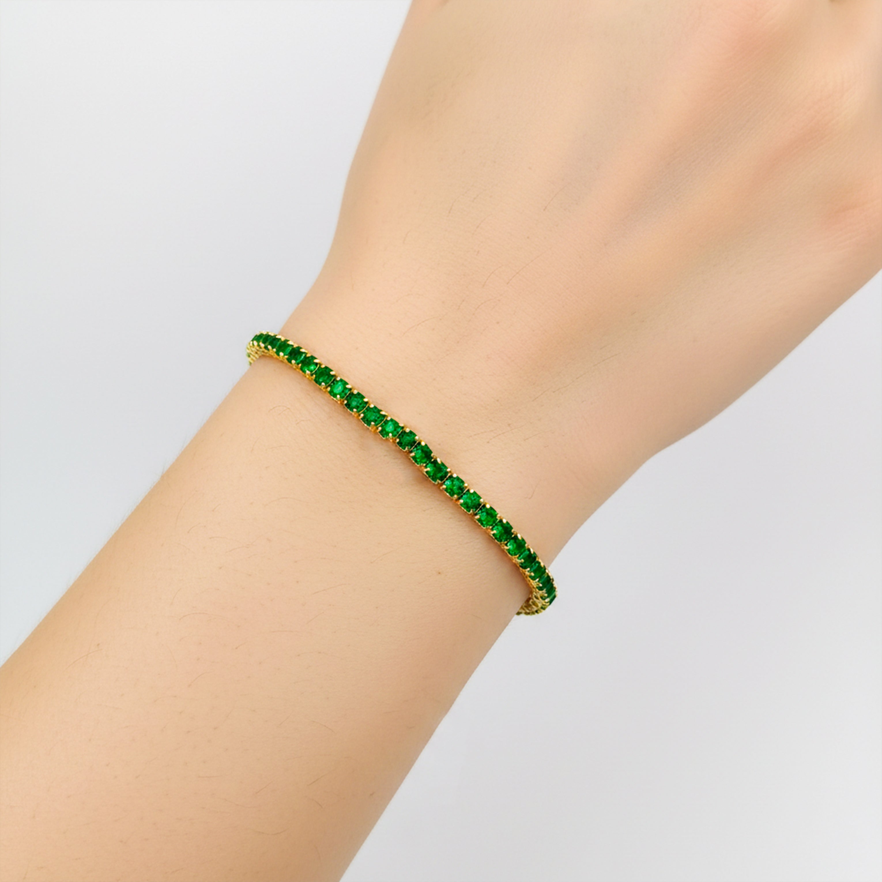 Gold Emerald Tennis Bracelet GWB -68