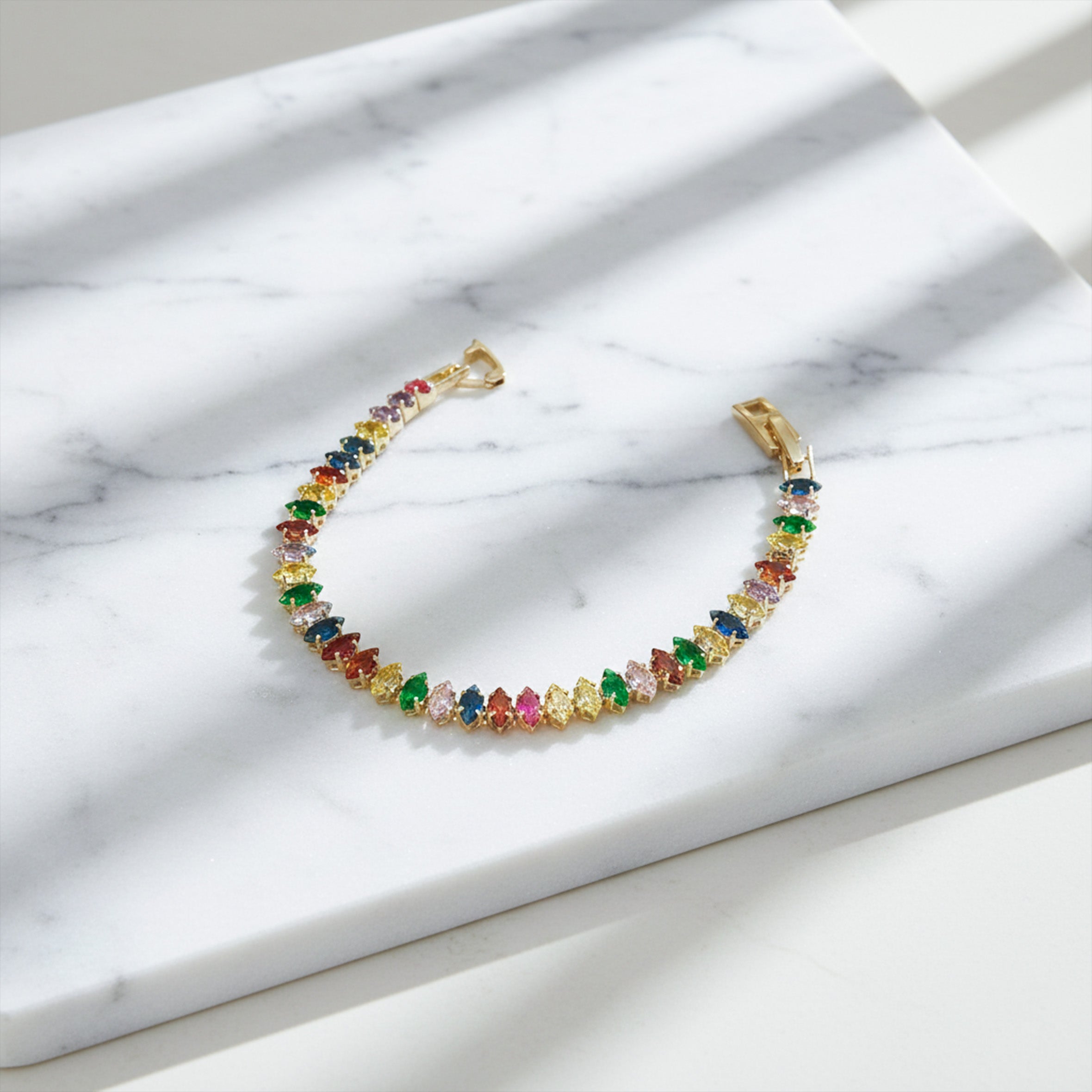 Rainbow Marquise Tennis Bracelet GWB -133
