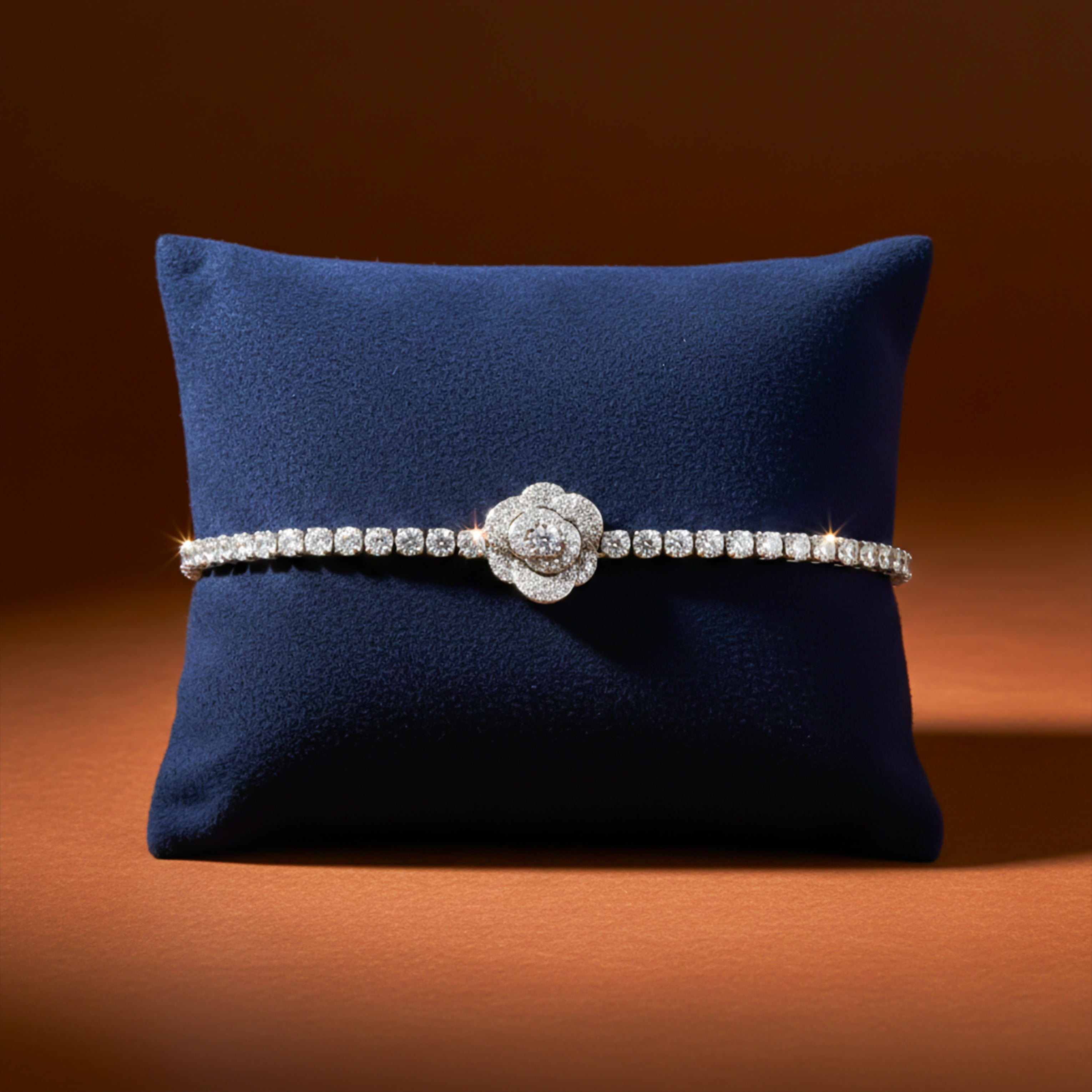 Classic Floral Diamond Tennis Bracelet GWB -64