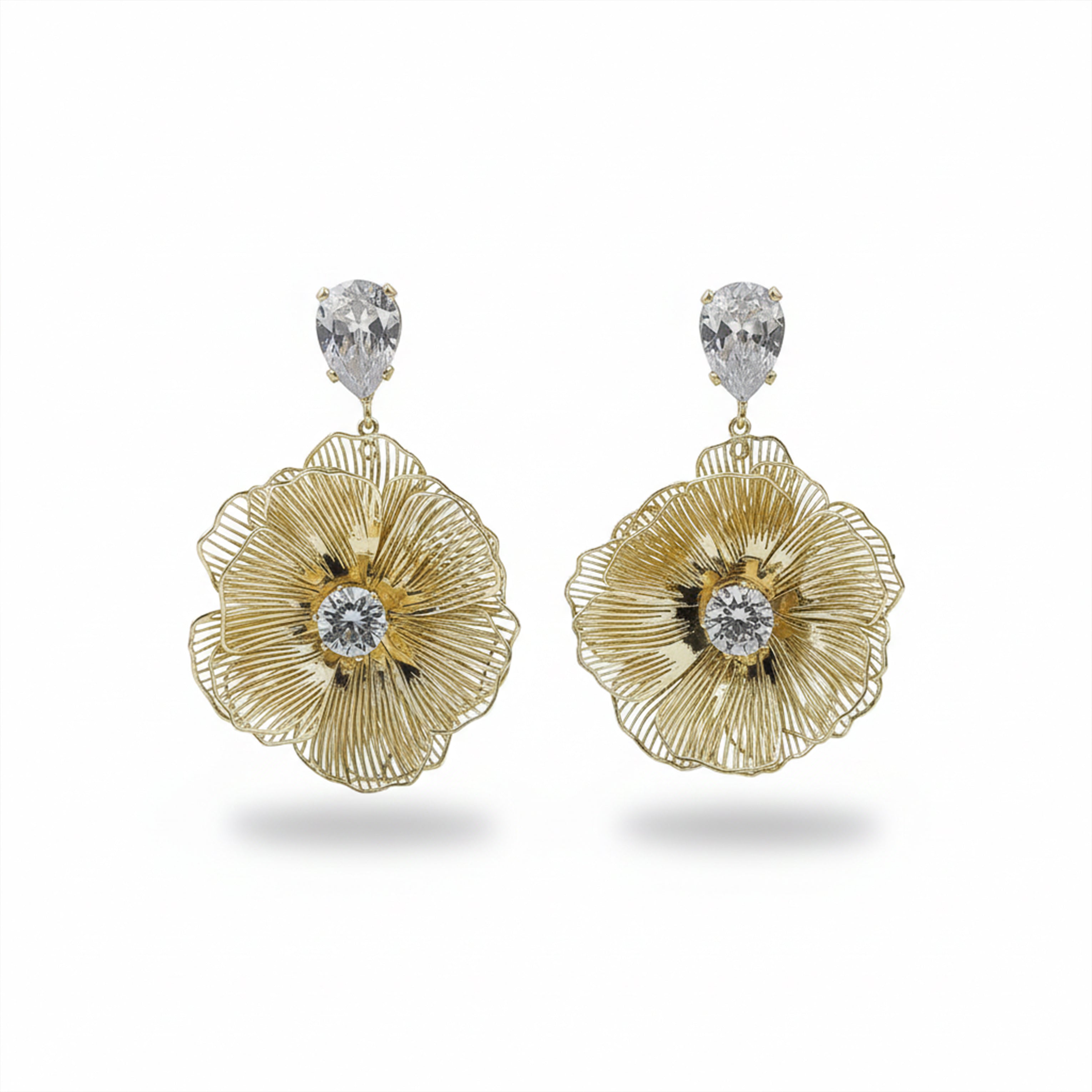 Luxury Gold Floral Drop Earrings GWE -127