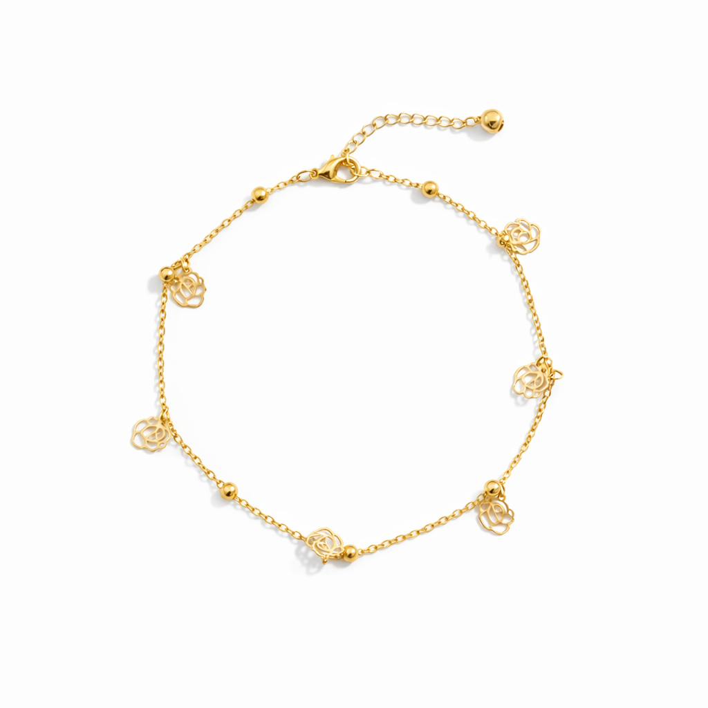Gold Rose Charm Anklet GWA -55