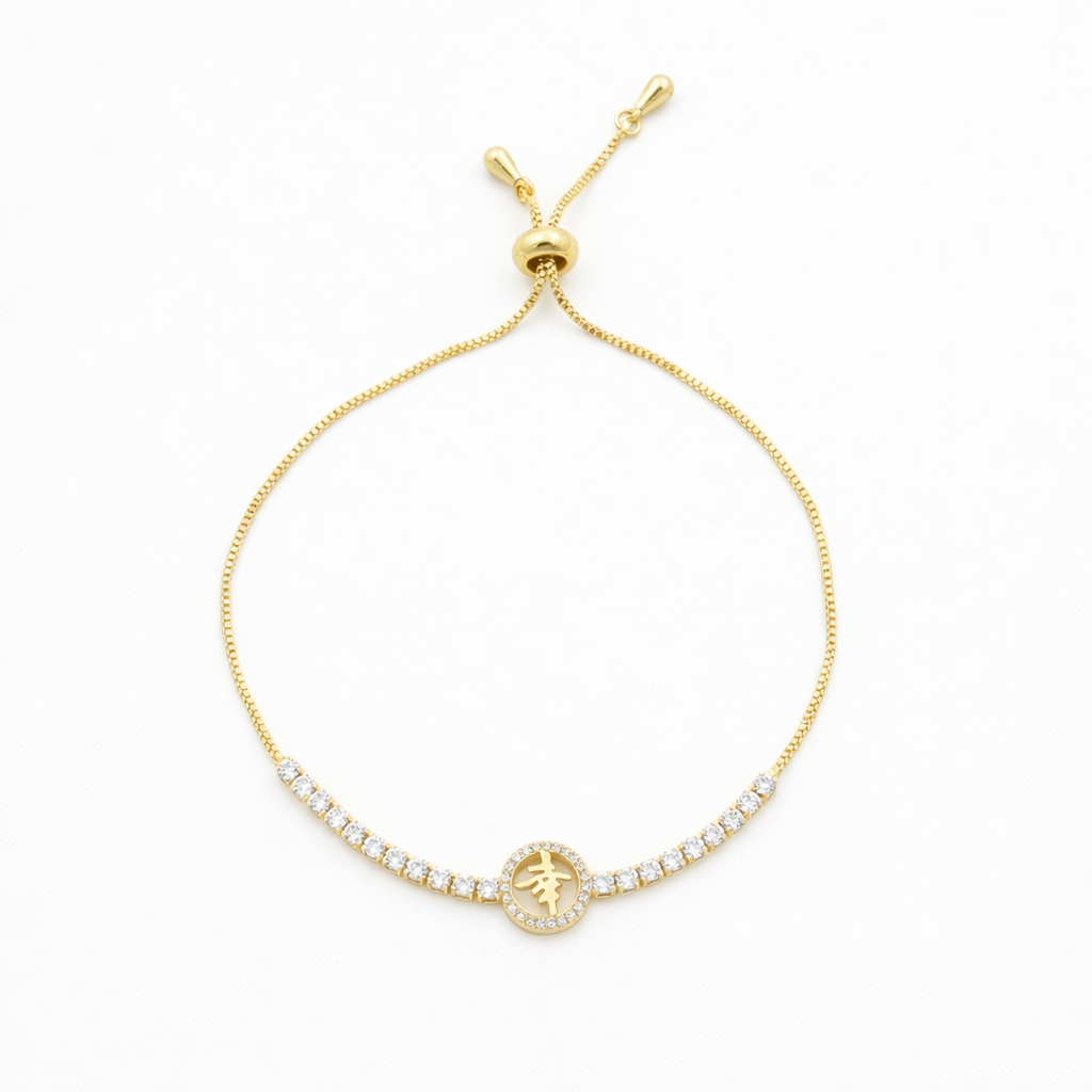 Gold Lucky Symbol Adjustable Bracelet GWB -108