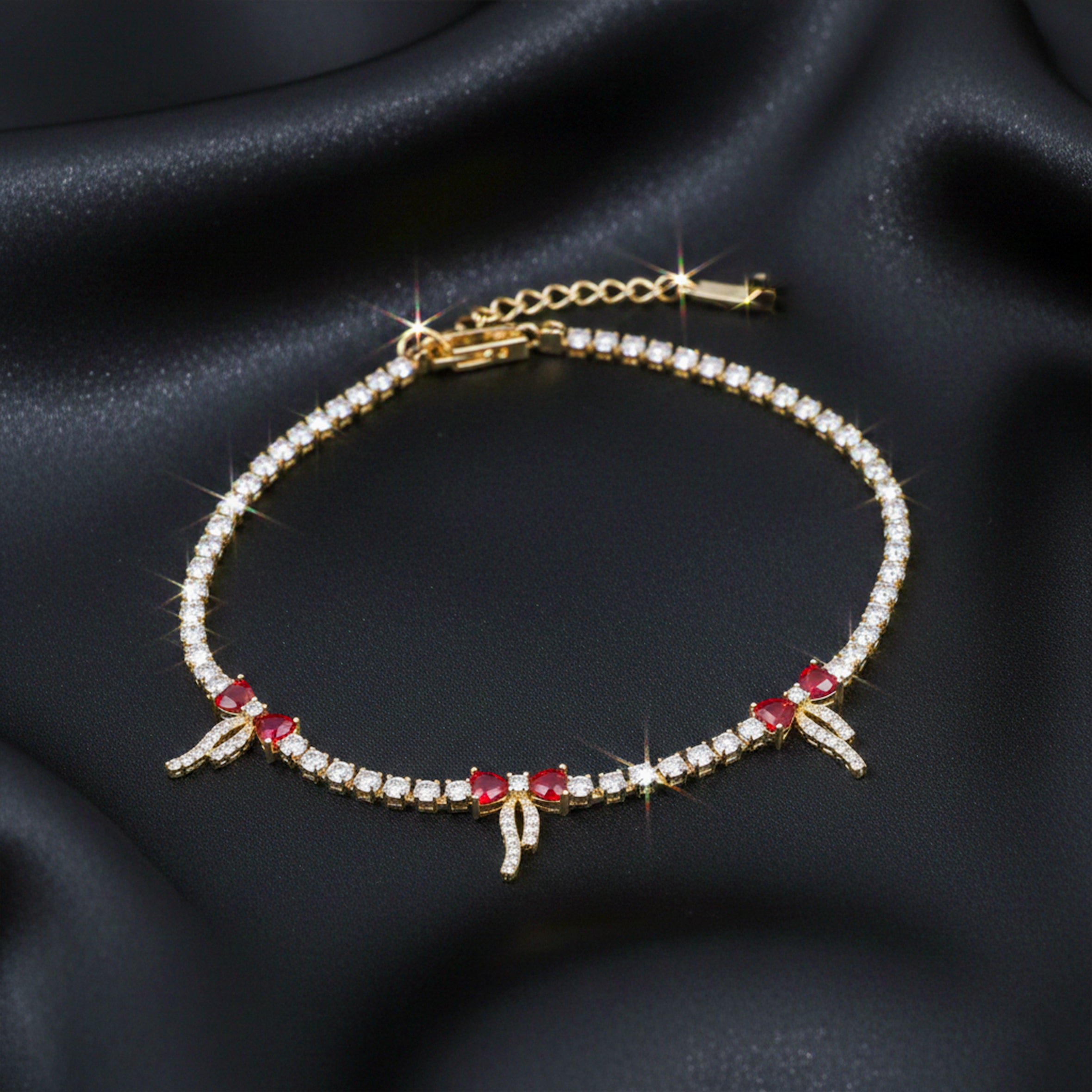 Ruby Bow Tennis Bracelet GWB -100