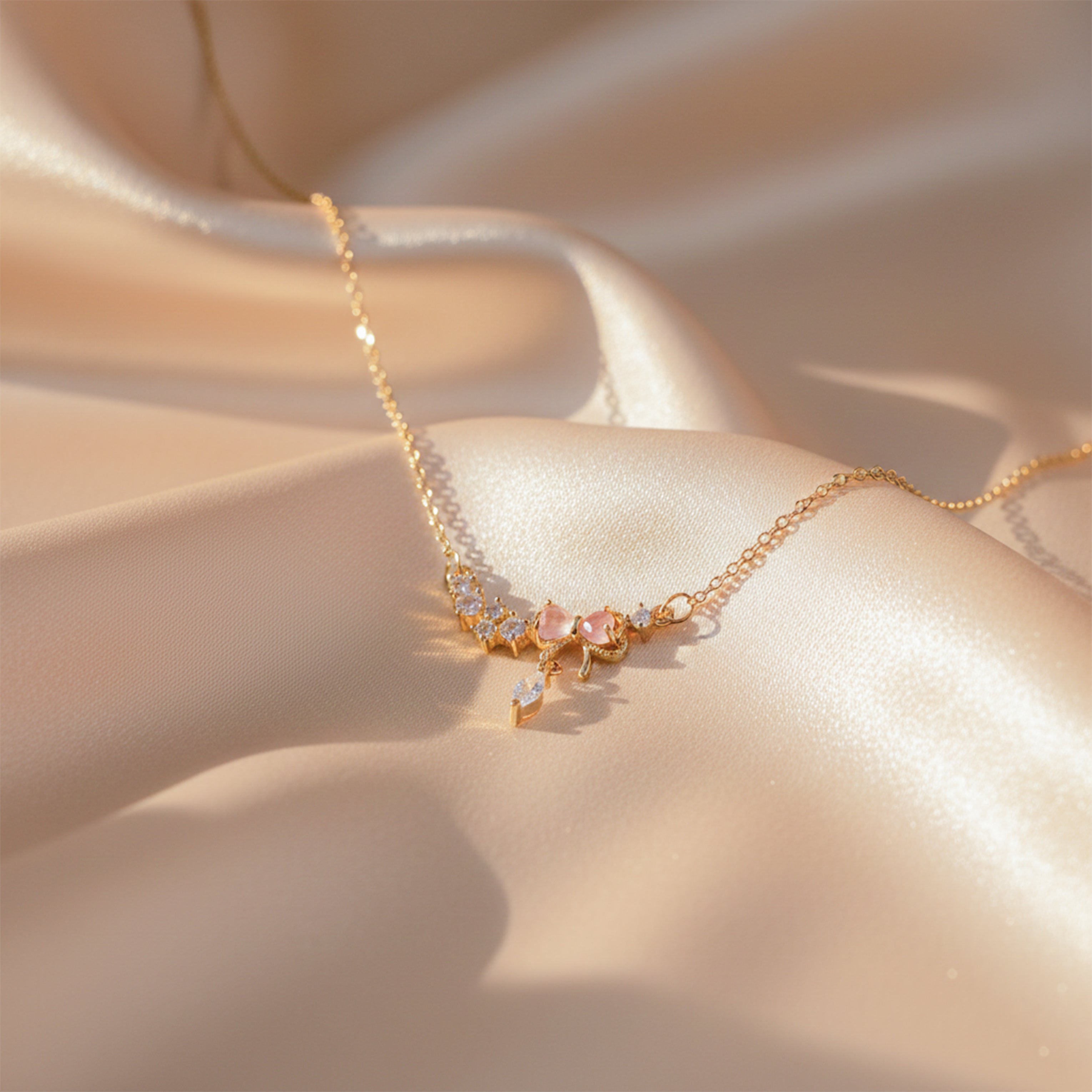 Bow Crystal Gold Anklet GWN -132