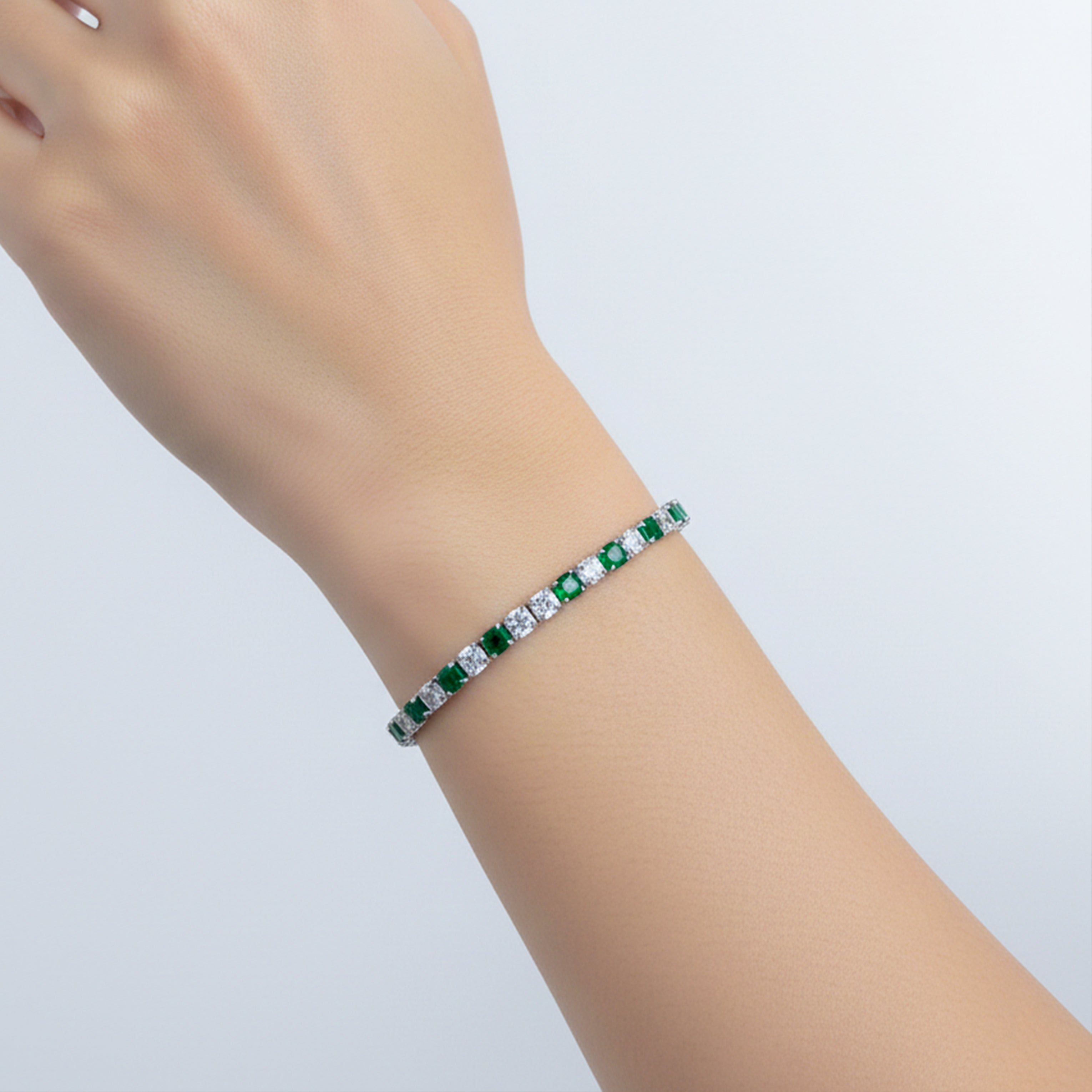 Emerald & Diamond Tennis Bracelet GWB -70