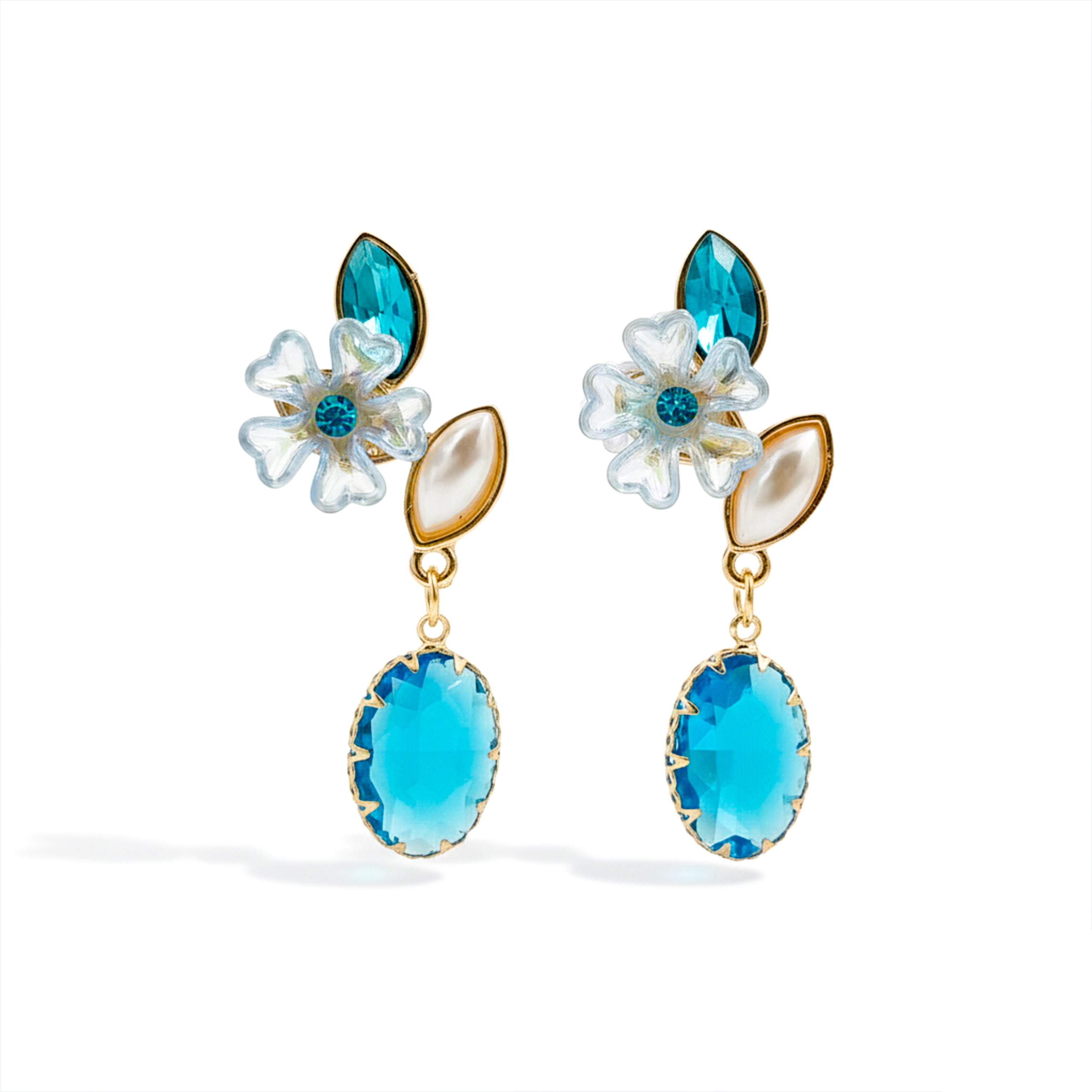 Aqua Blossom Earrings GWE -239