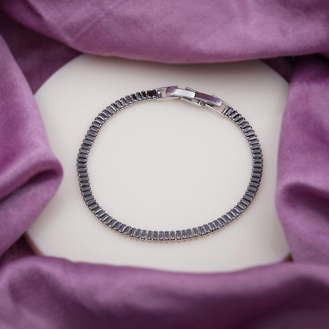 Tuxedo Silver Tennis Bracelet GWB -40