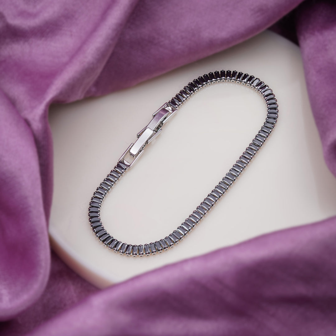 Tuxedo Silver Tennis Bracelet GWB -40