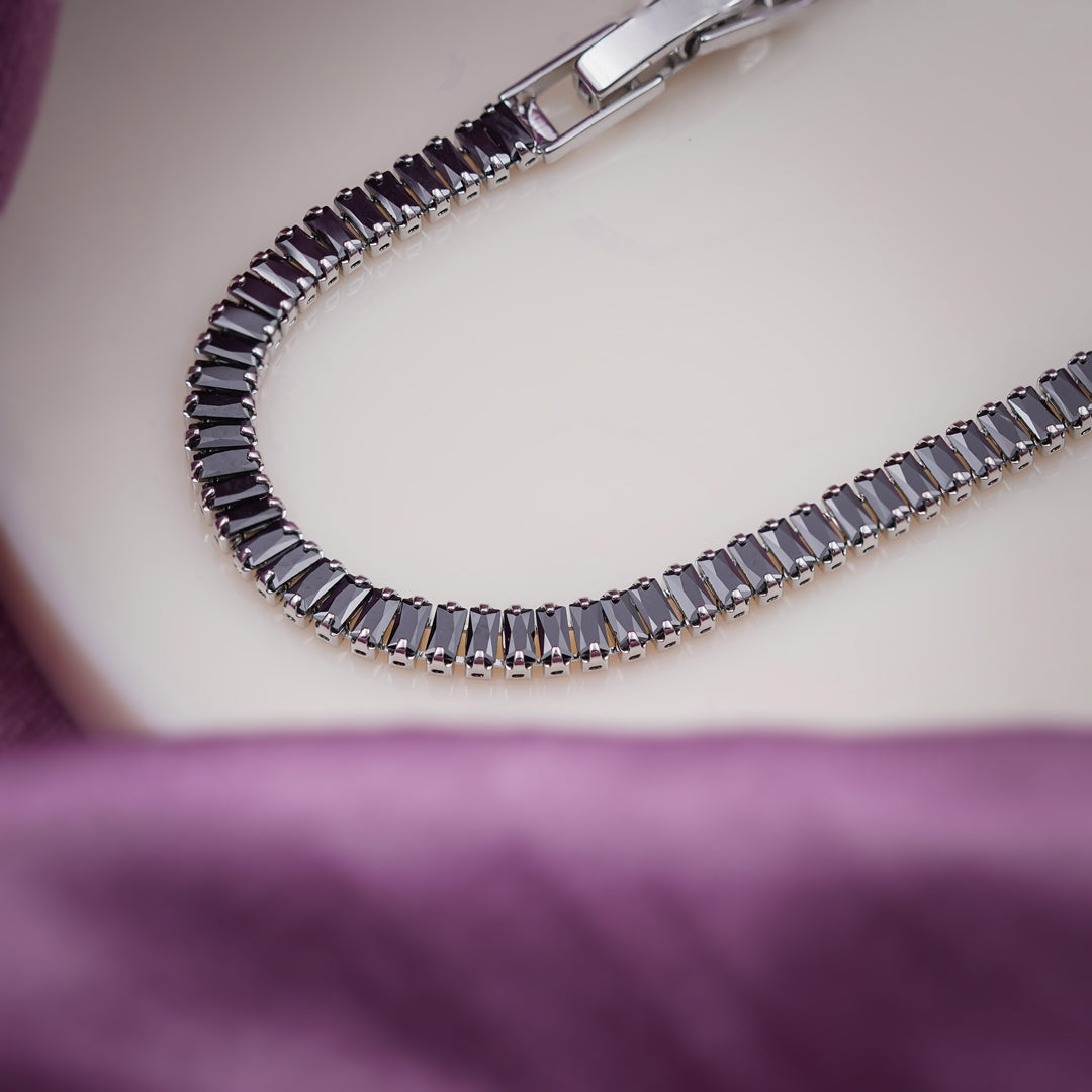 Tuxedo Silver Tennis Bracelet GWB -40