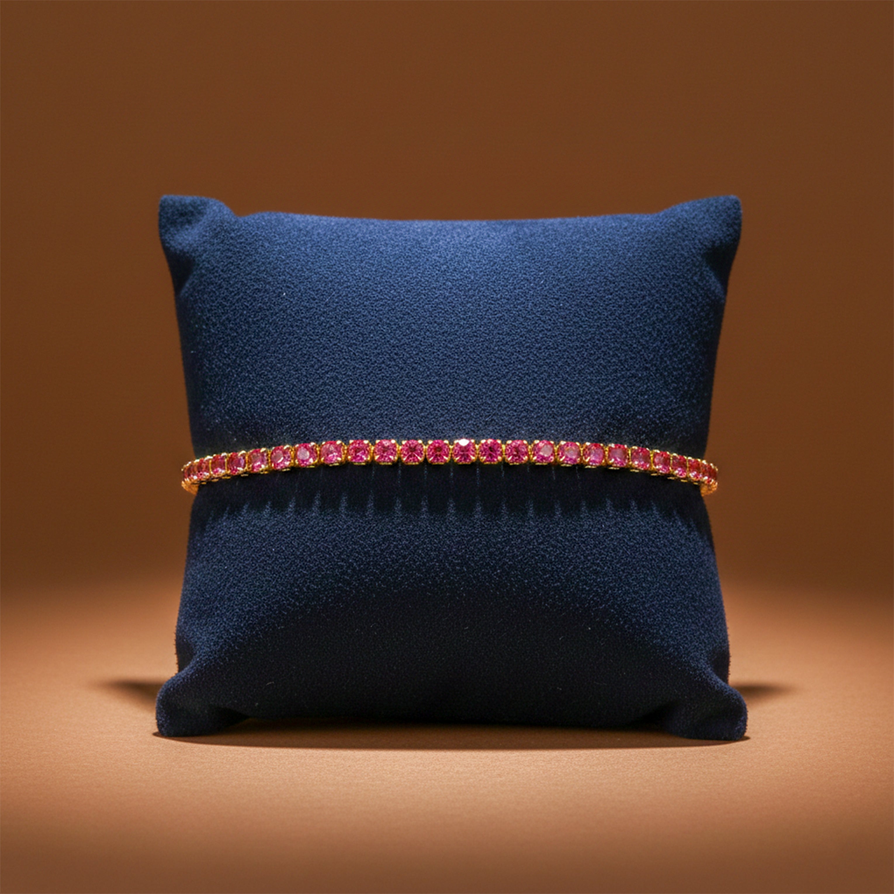 Gold Pink Tennis Bracelet GWB -82