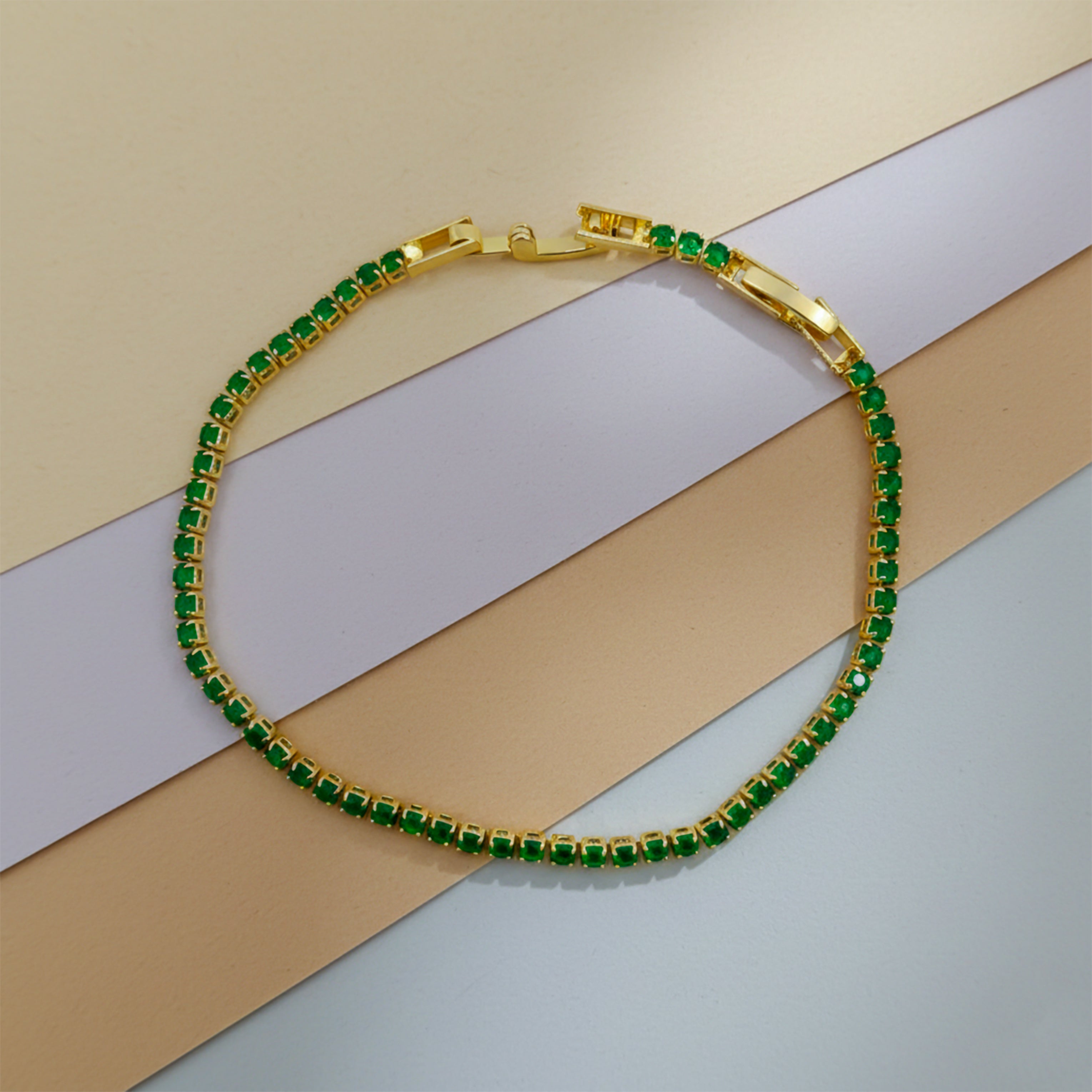 Gold Emerald Tennis Bracelet GWB -68