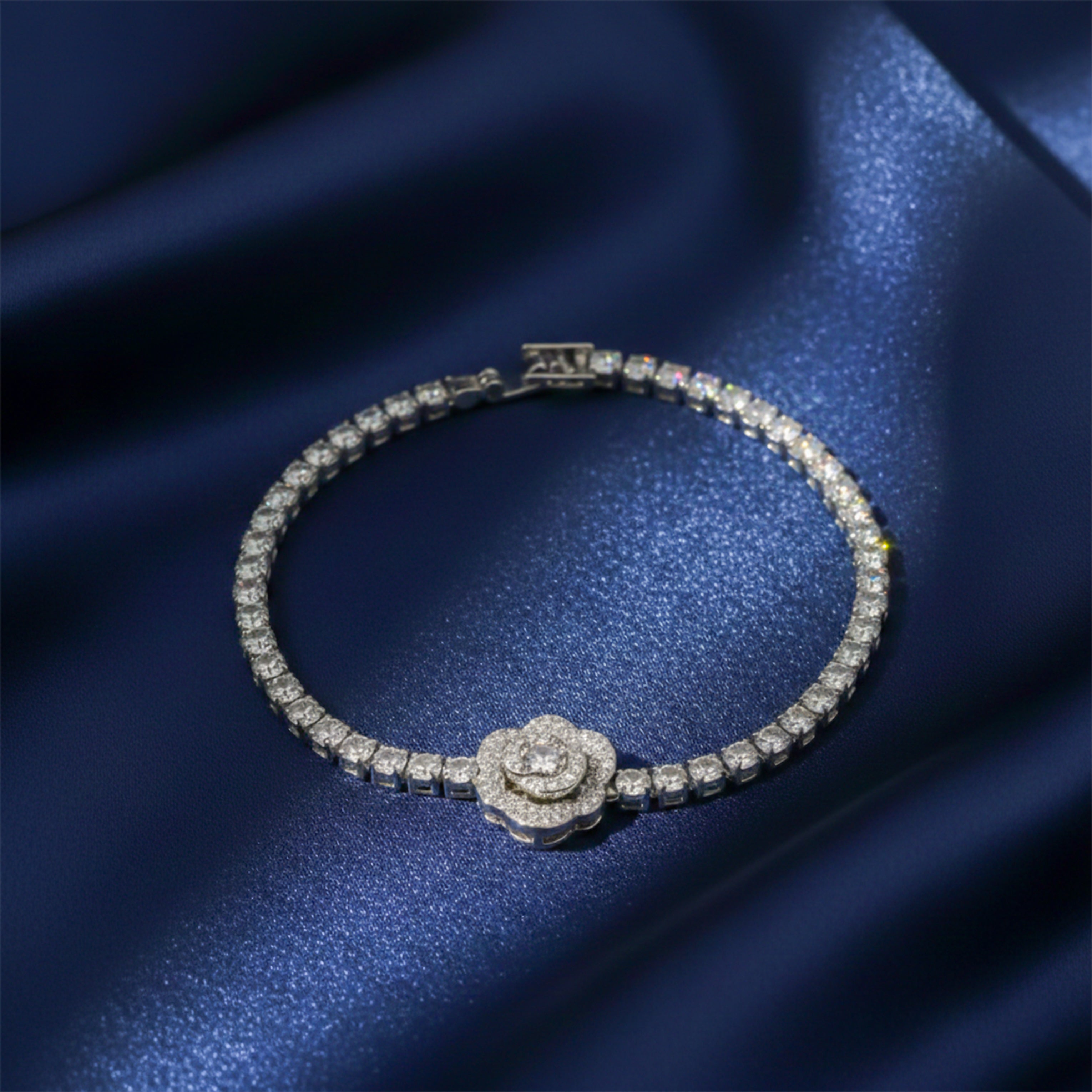 Classic Floral Diamond Tennis Bracelet GWB -64