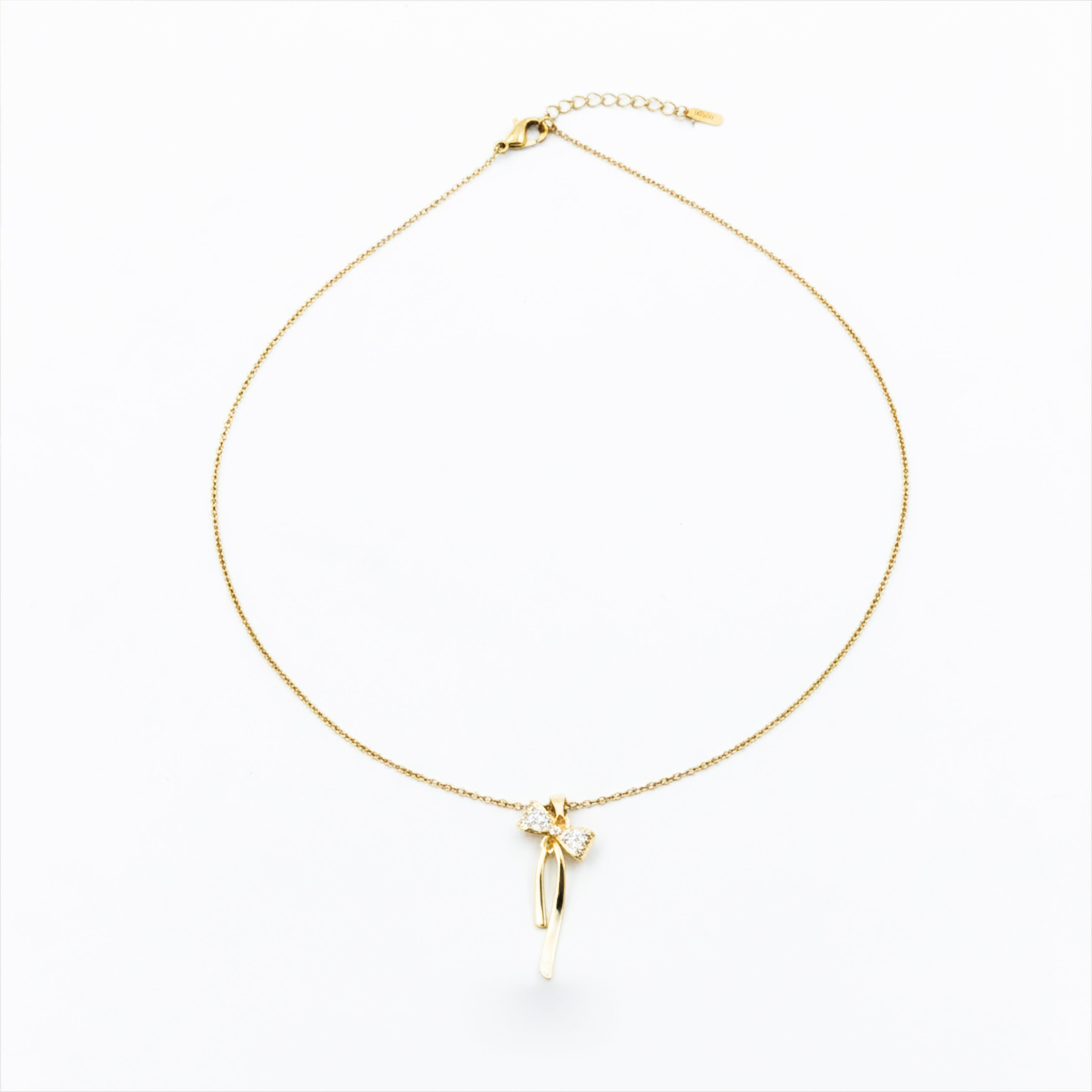 Golden Bow Drop Pendant Necklace GWN -88