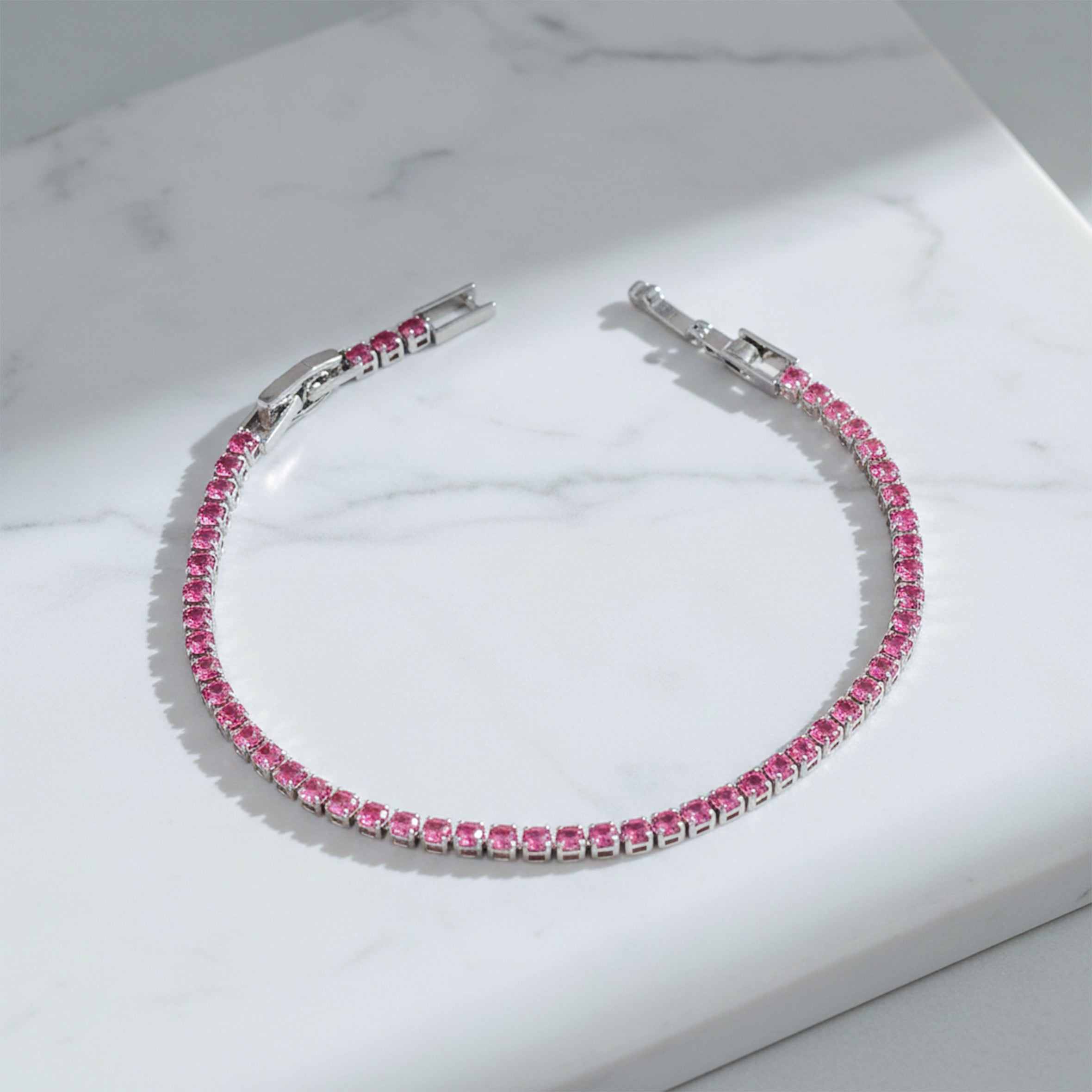 Pink Sapphire Tennis Bracelet GWB -58