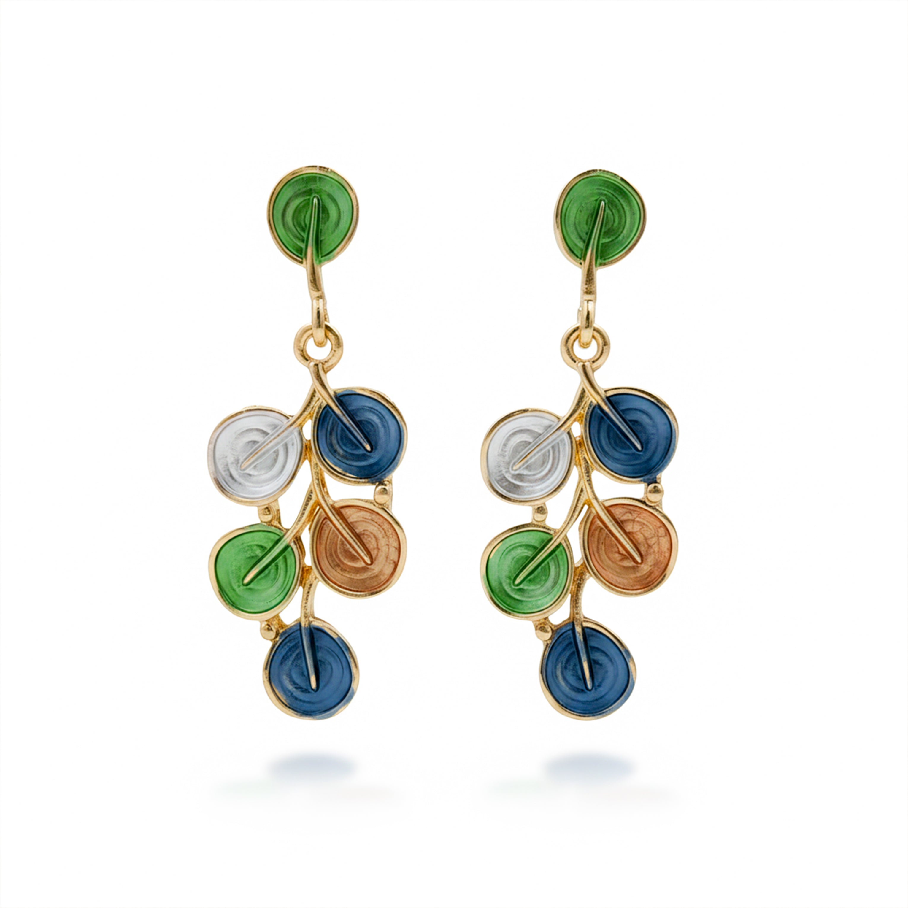 Multicolor Enamel Leaf Drop Earrings GWE -206