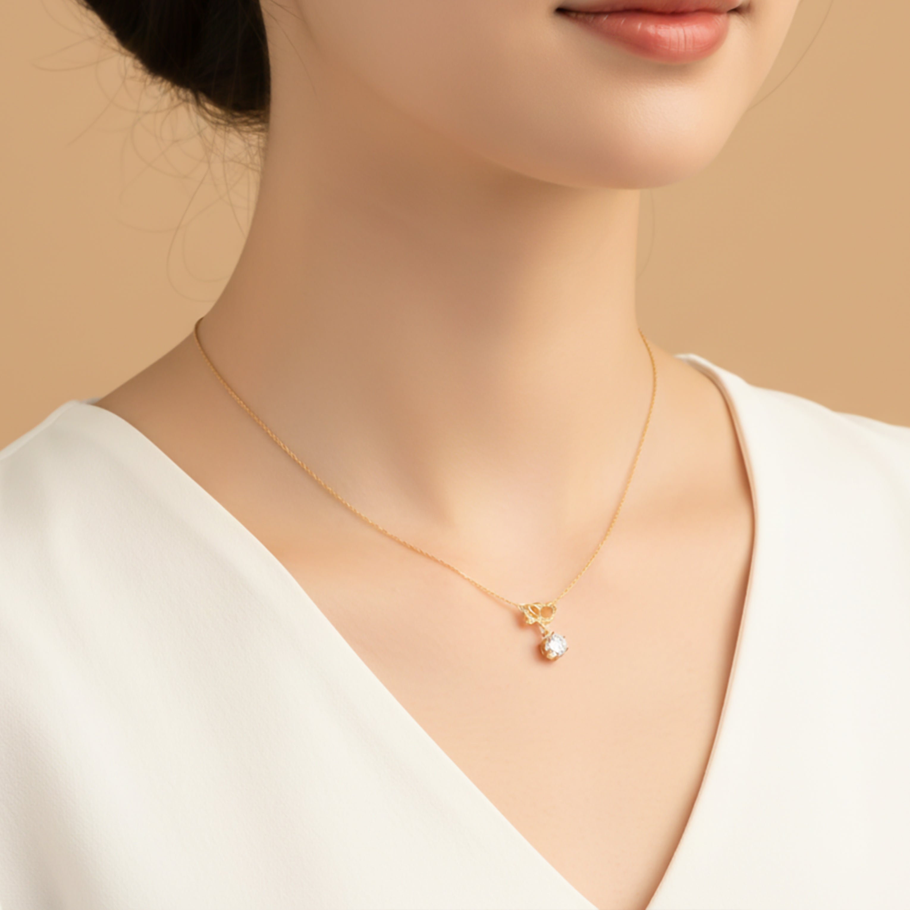 Solitaire Charm Pendant Necklace GWN -129