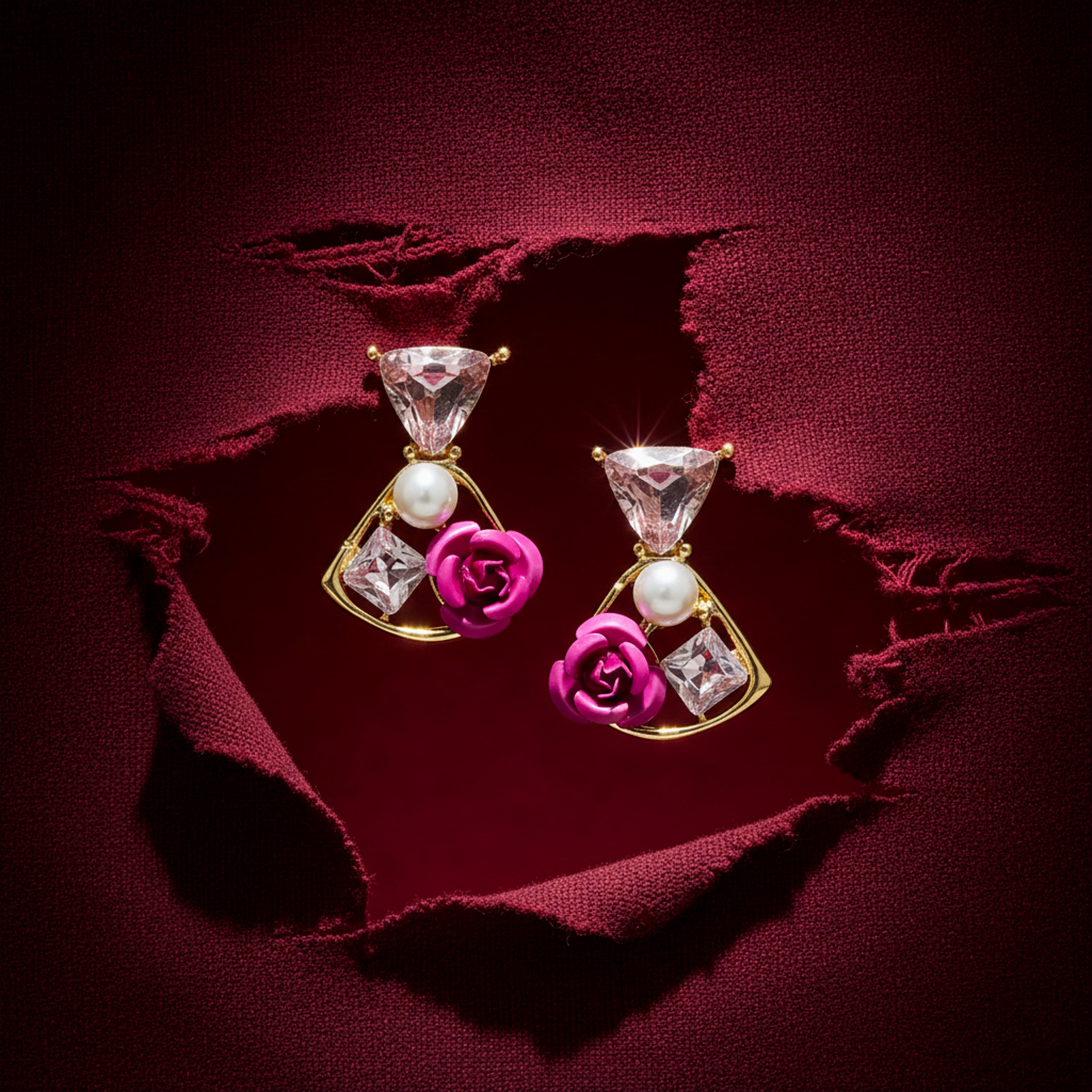 Rose Pearl Stud Earrings GWE -237