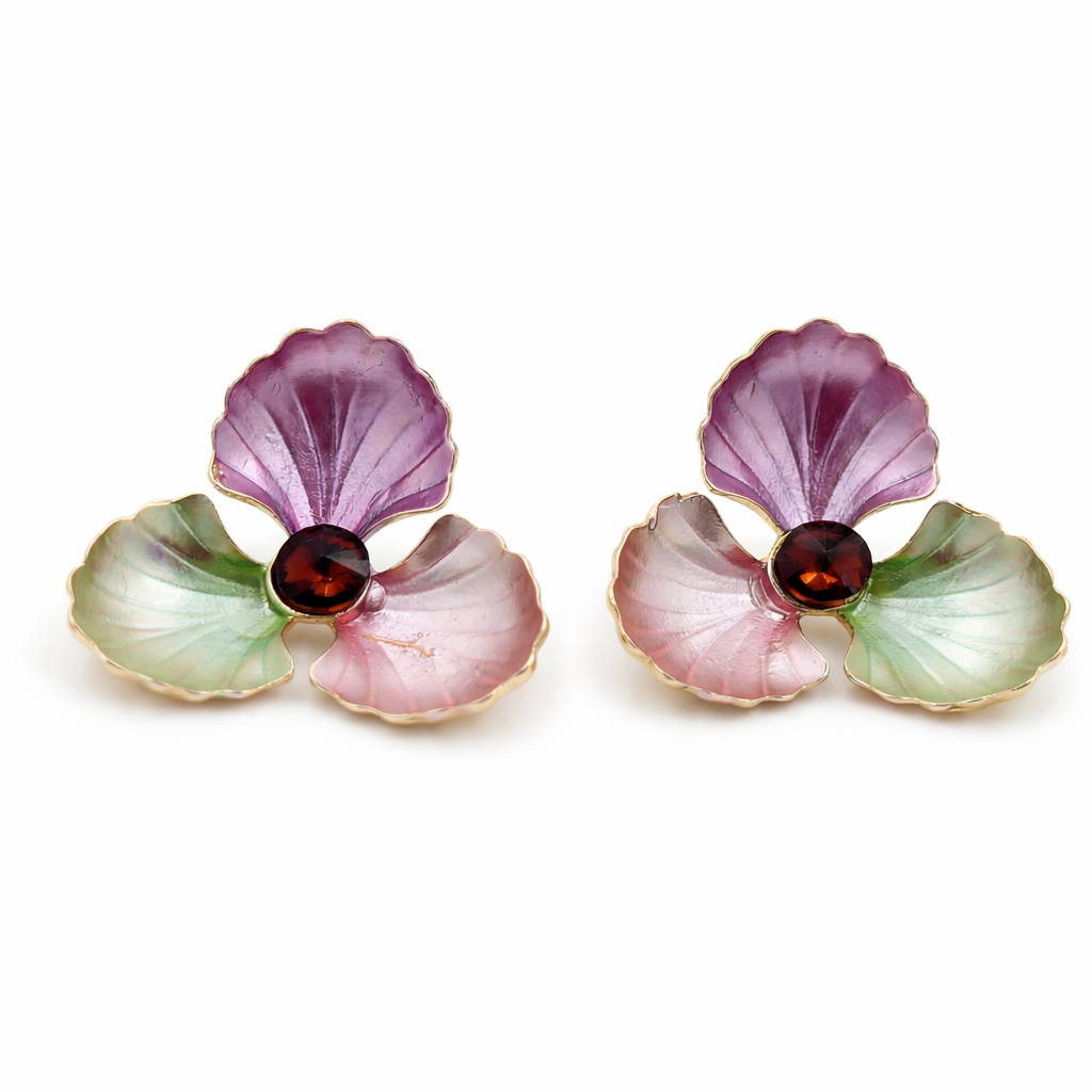 Floral Enamel Stud Earrings GWE -183