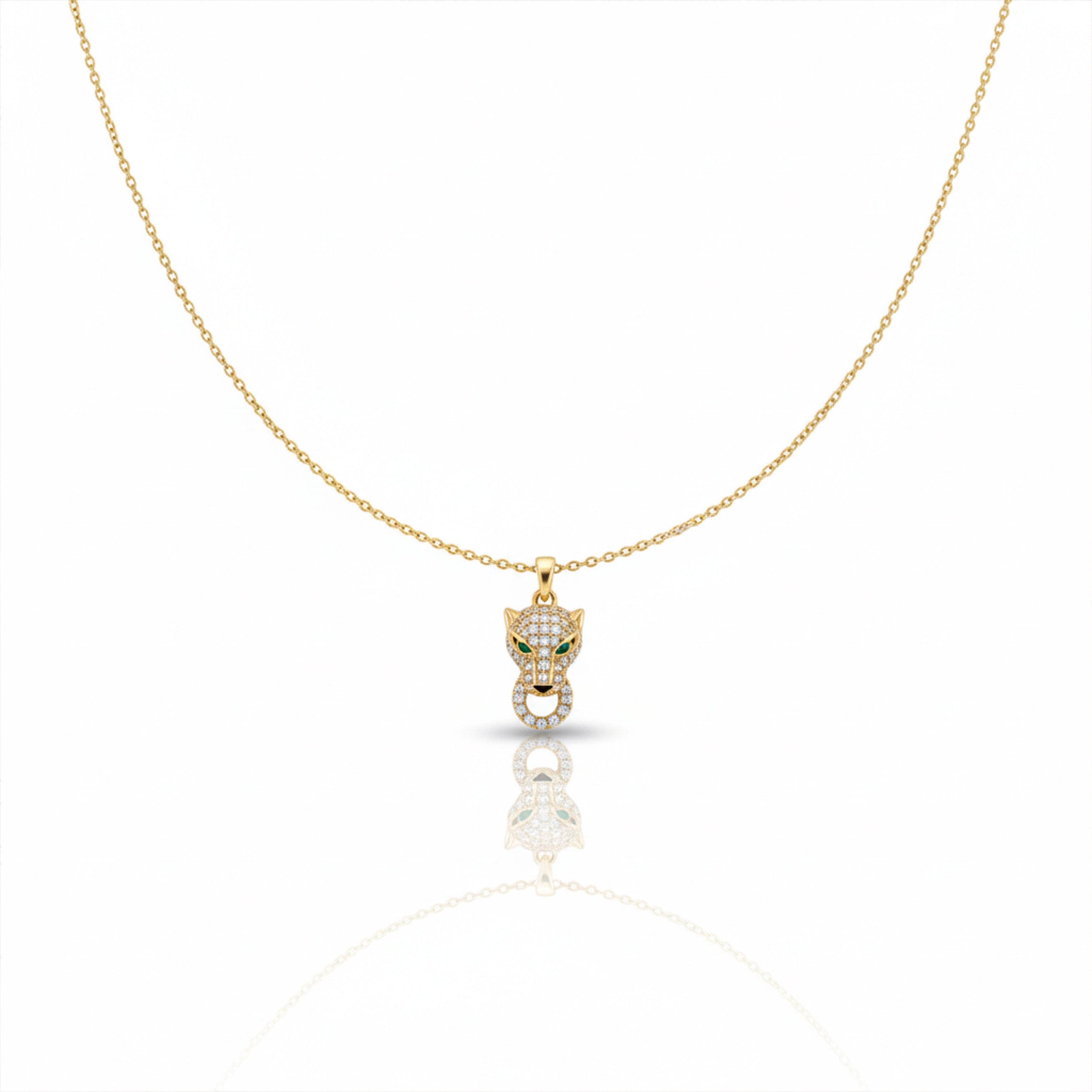 Gold Panther CZ Pendant Necklace GWN -81
