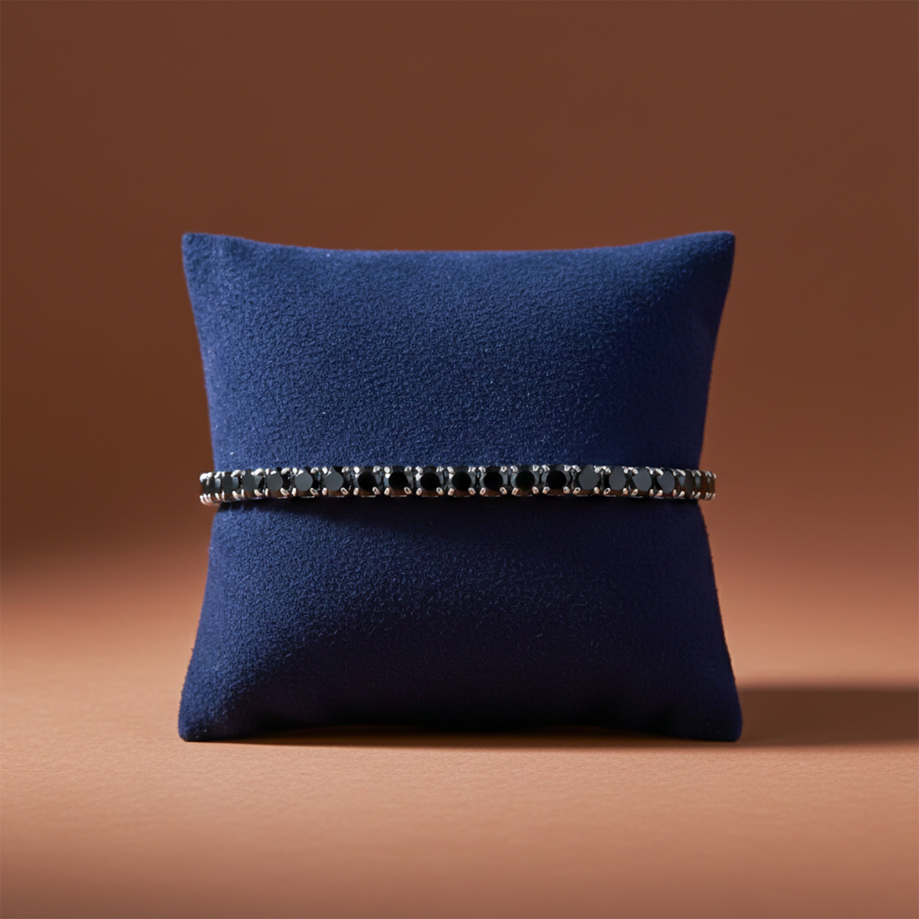 Silver Black Stone Tennis Bracelet GWB -83