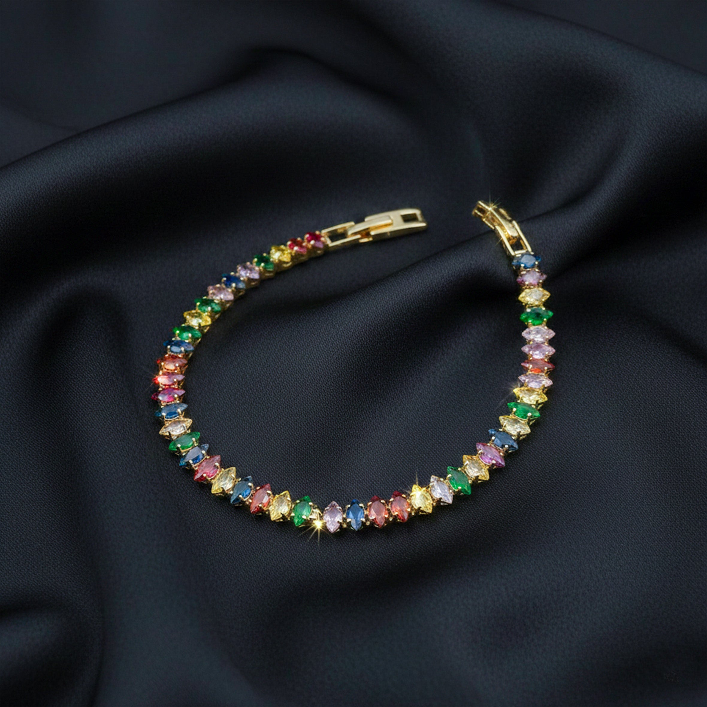 Rainbow Marquise Tennis Bracelet GWB -133