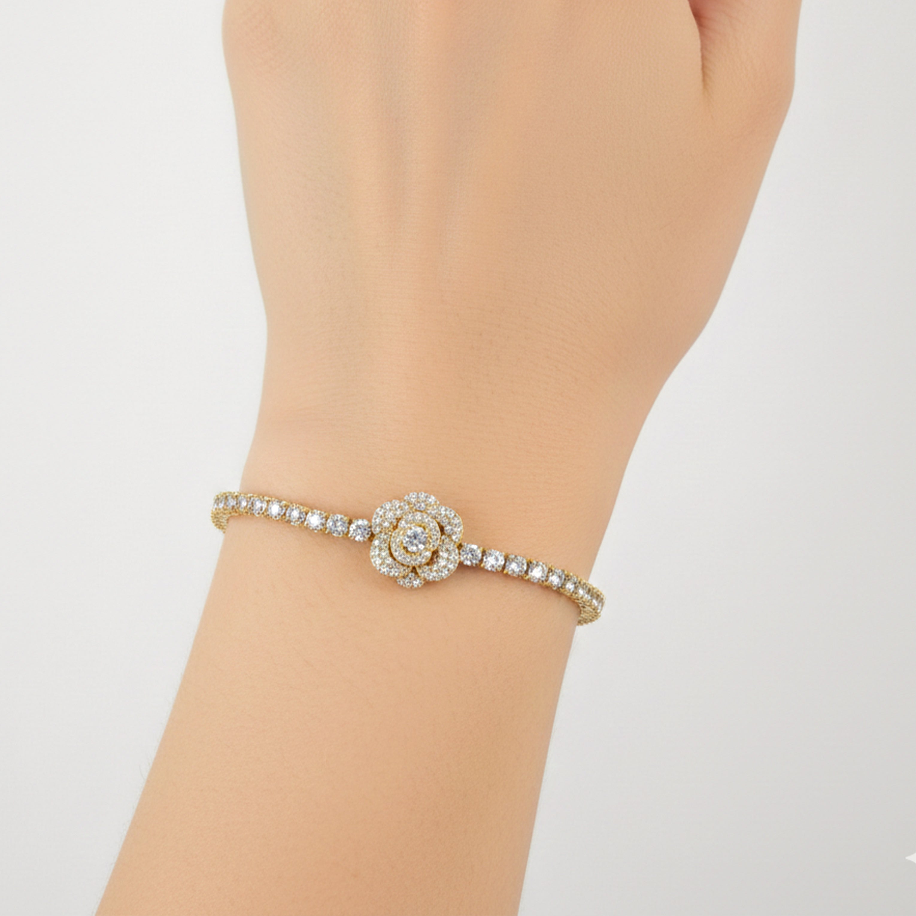 Gold Floral Tennis Bracelet GWB -79