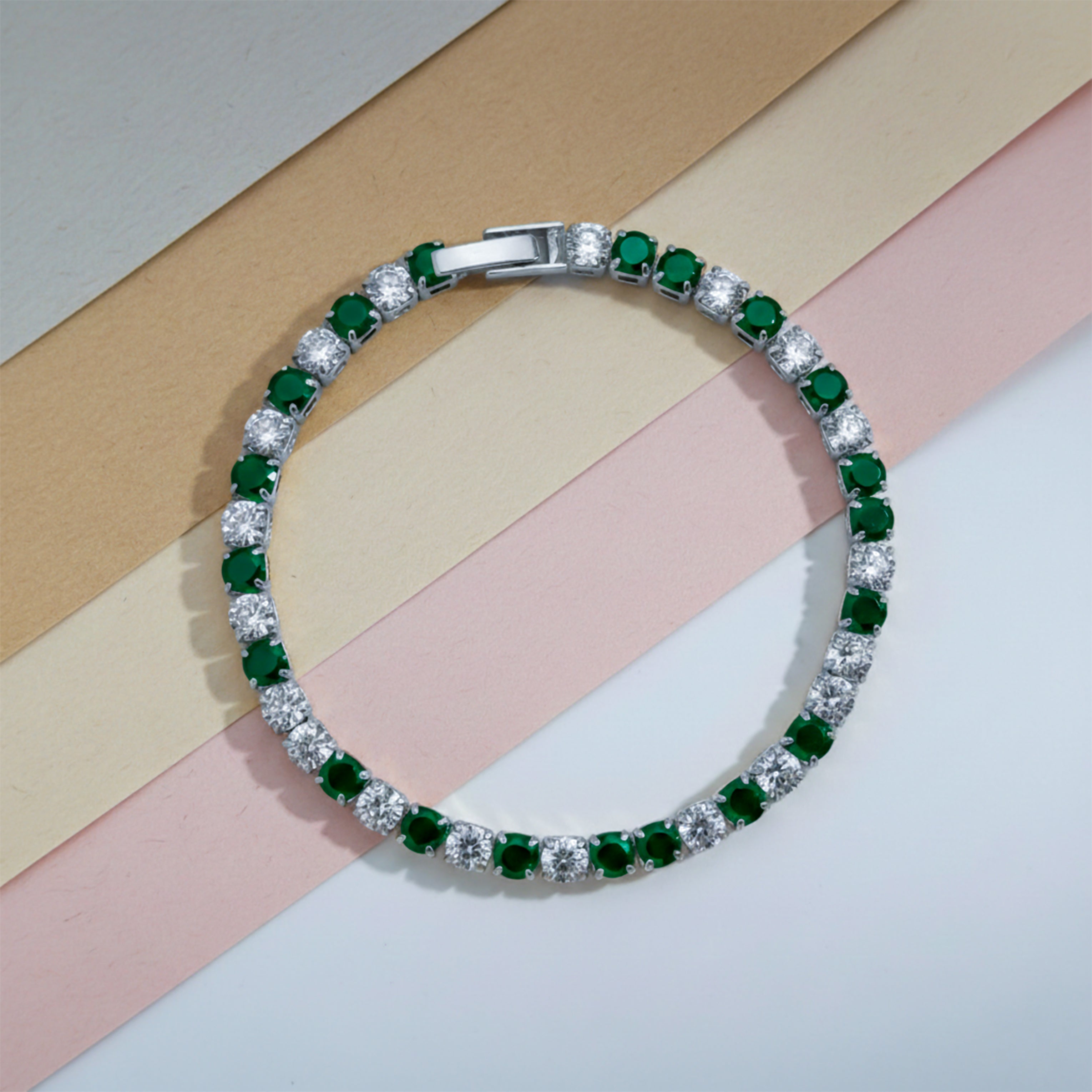 Emerald & Diamond Tennis Bracelet GWB -70