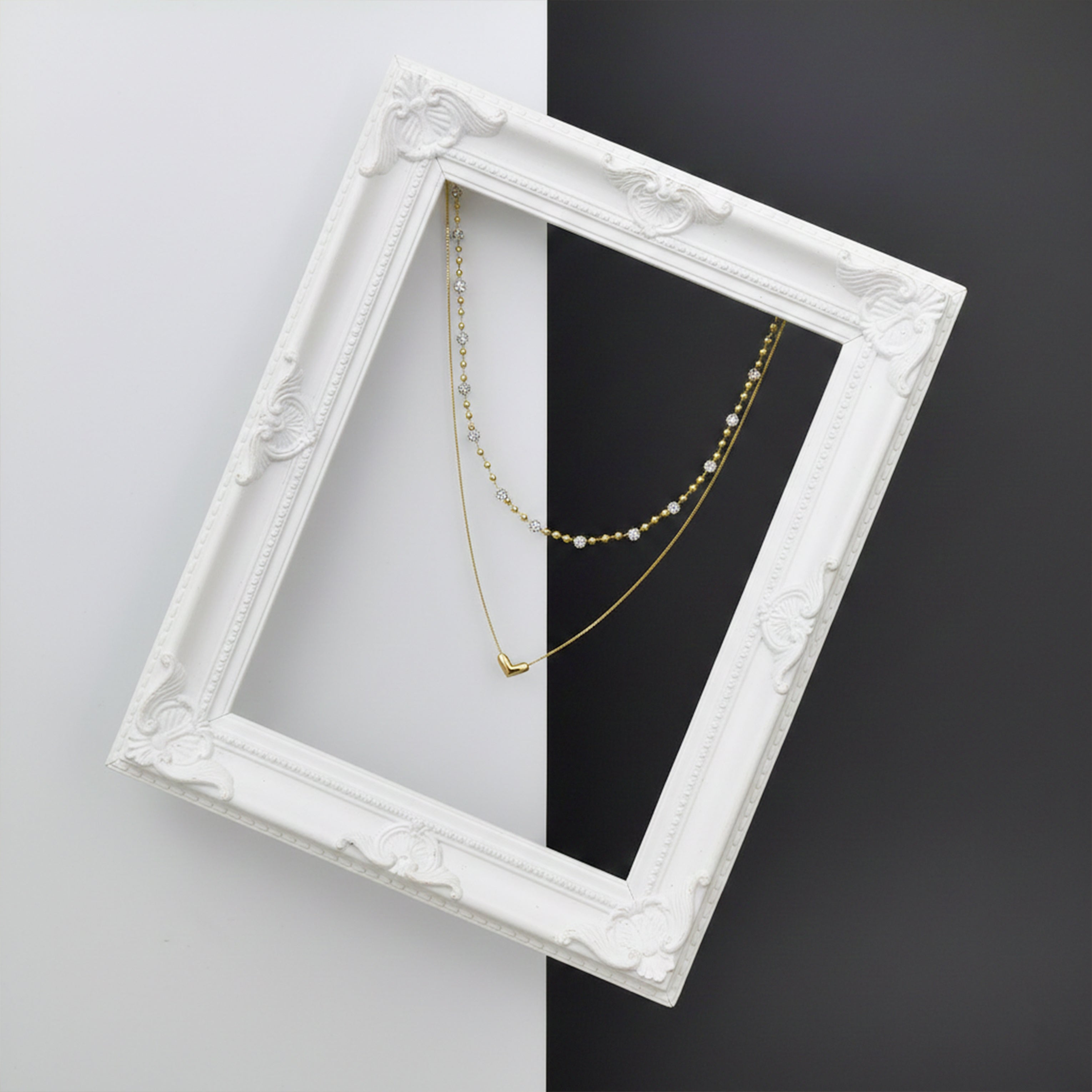 Layered Heart & Spark Beaded Necklace GWN -63