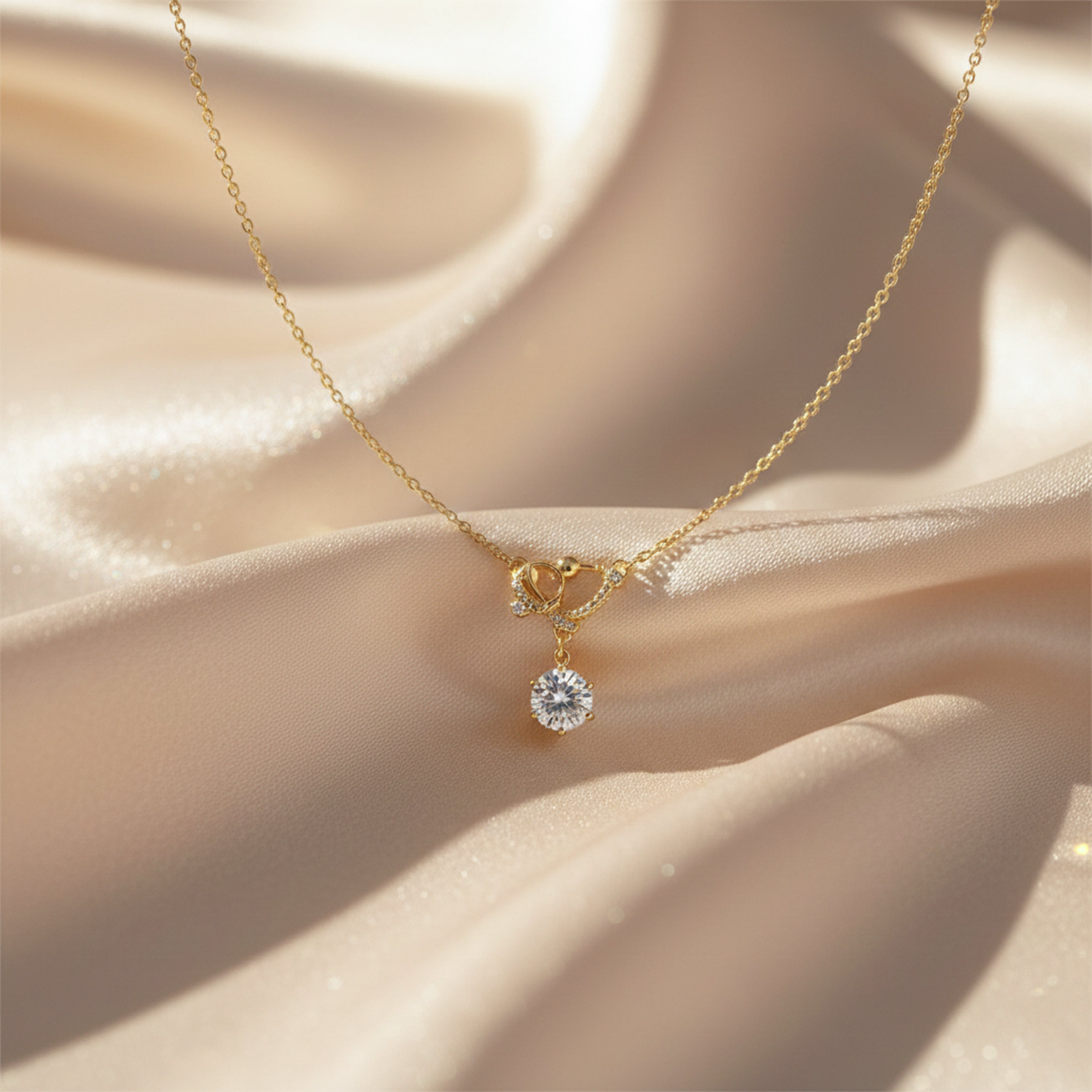 Solitaire Charm Pendant Necklace GWN -129